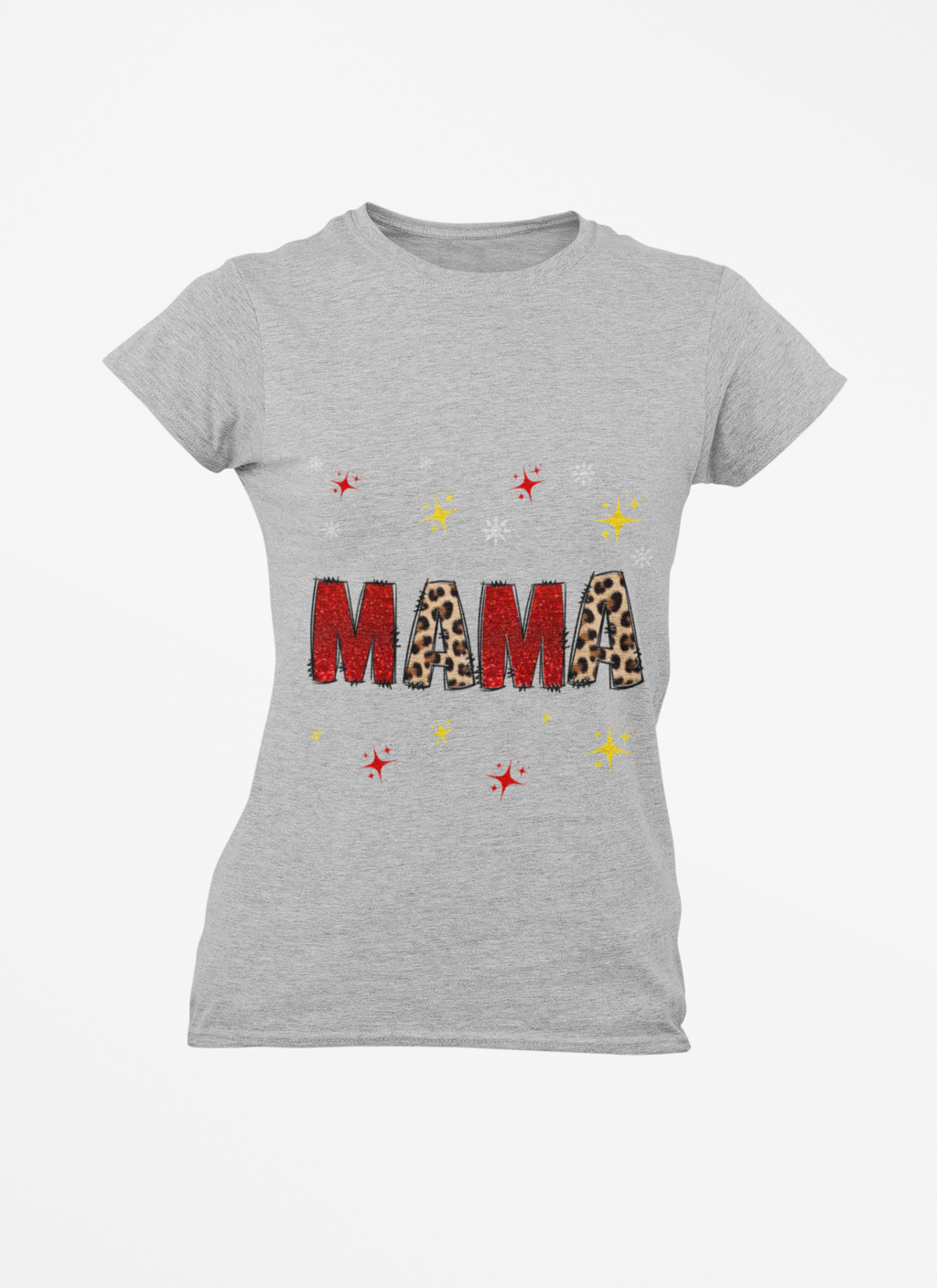 Mama Leopard Print Long Sleeve Tee — Cute Sparkle Mother's Day Shirt