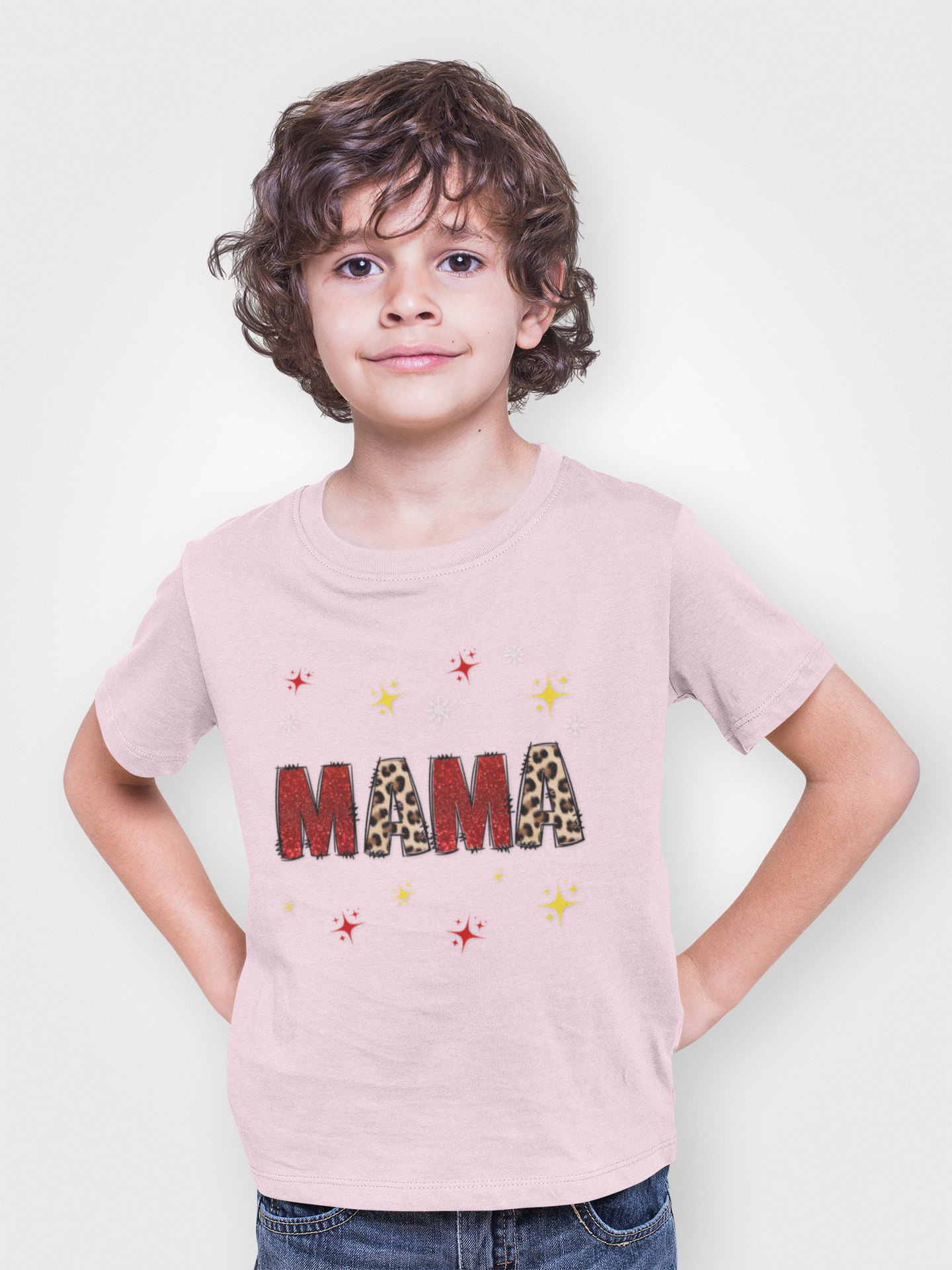 Mama Leopard Print Long Sleeve Tee — Cute Sparkle Mother's Day Shirt