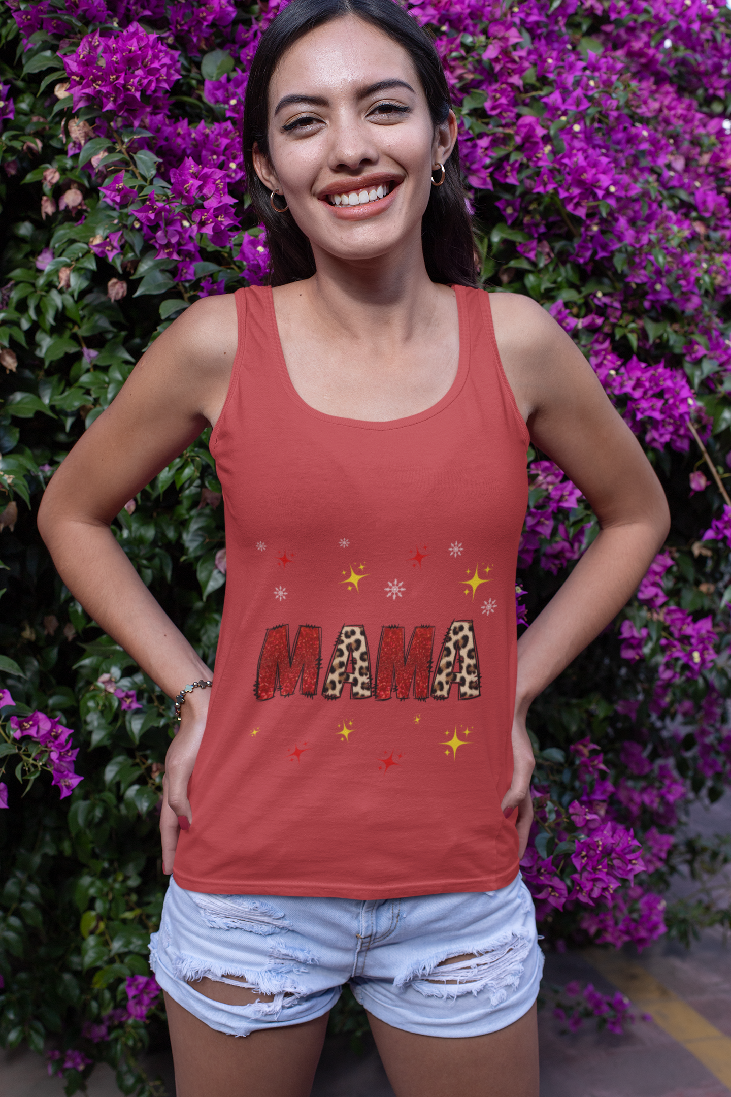 Mama Leopard Print Long Sleeve Tee — Cute Sparkle Mother's Day Shirt