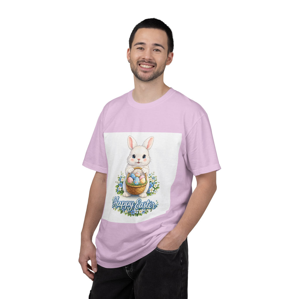 Easter Bunny T-Shirt — "Happy Easter" Cute Bunny with Egg Basket