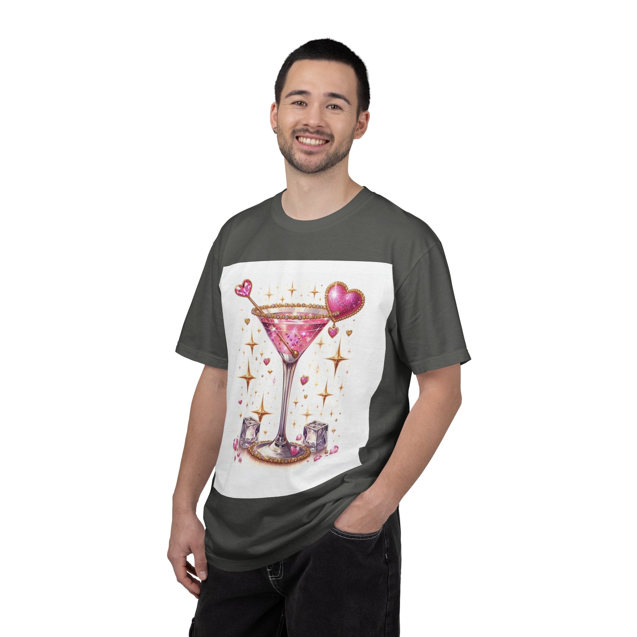 Sparkling Pink Martini T-Shirt — Glitter Cocktail Graphic Tee