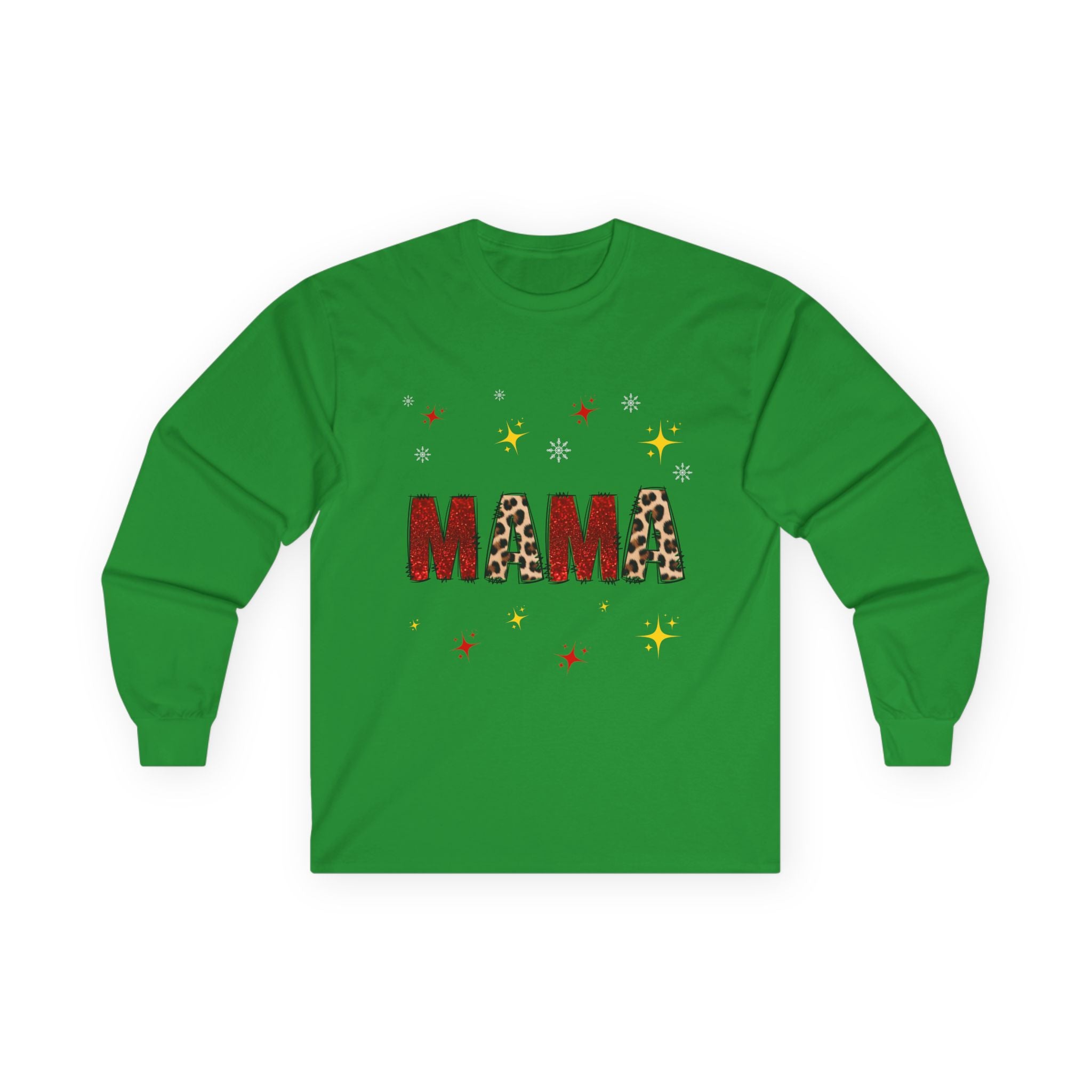 Mama Leopard Print Long Sleeve Tee — Cute Sparkle Mother's Day Shirt