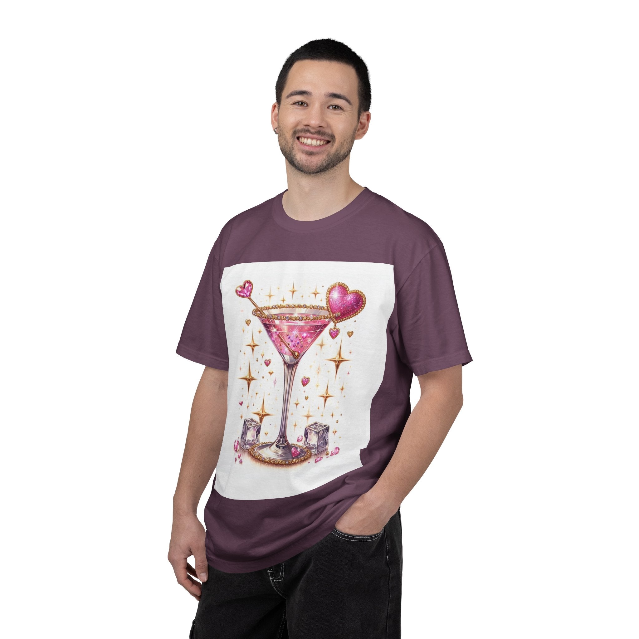 Sparkling Pink Martini T-Shirt — Glitter Cocktail Graphic Tee