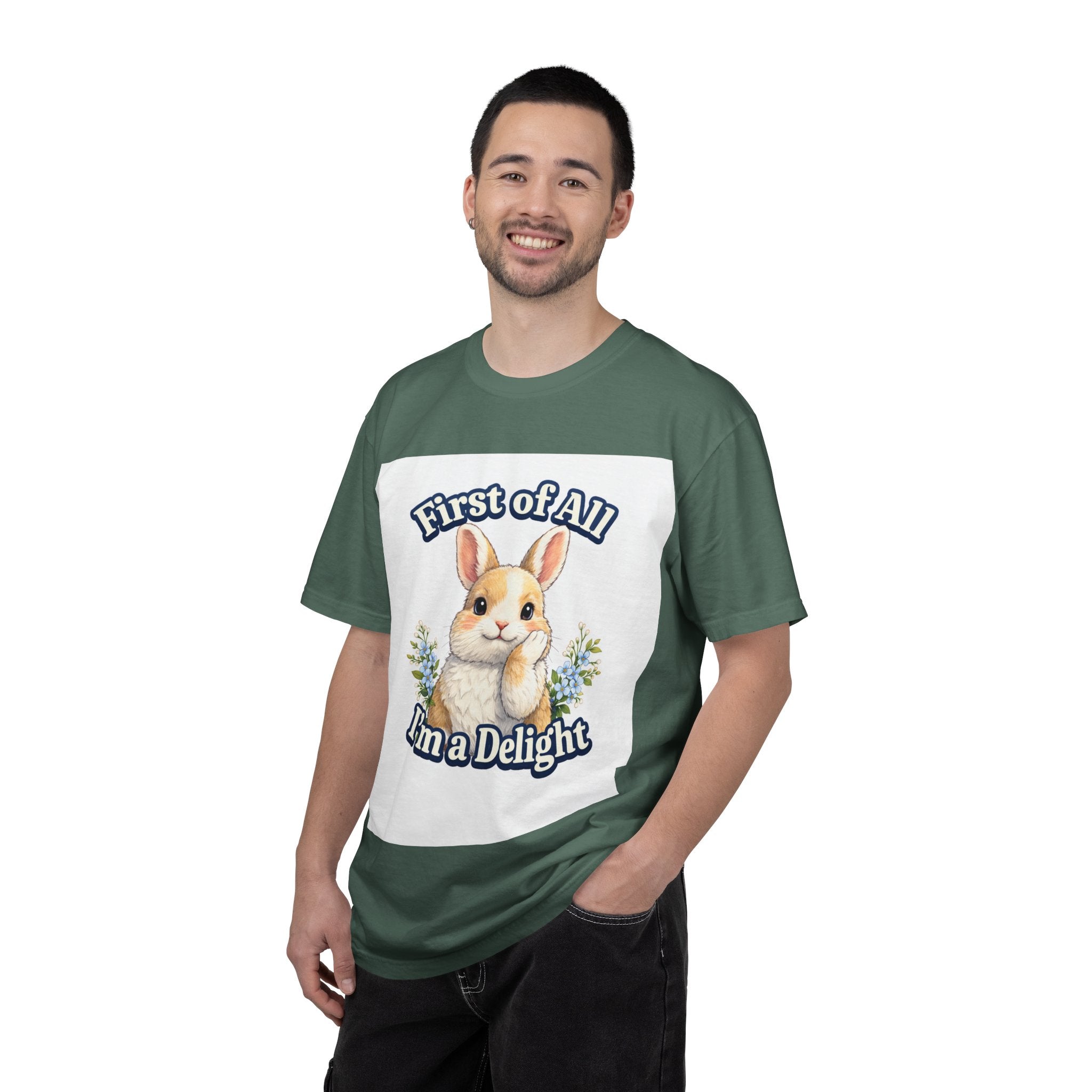 Bunny Graphic T-Shirt — "First of All I’m a Delight" Cute Rabbit Tee