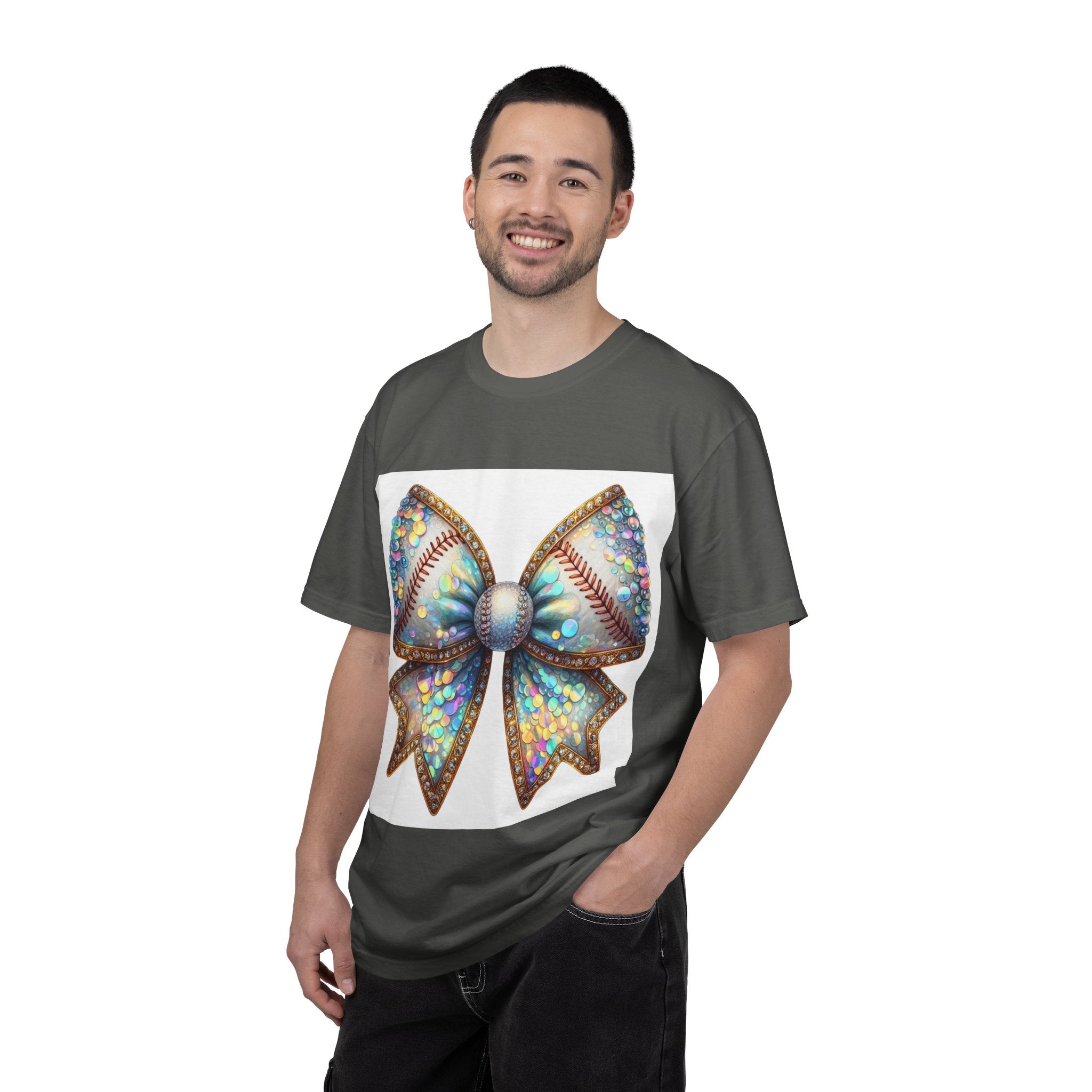 Sequin Bow Graphic T-Shirt — Shimmering Ribbon Art Tee