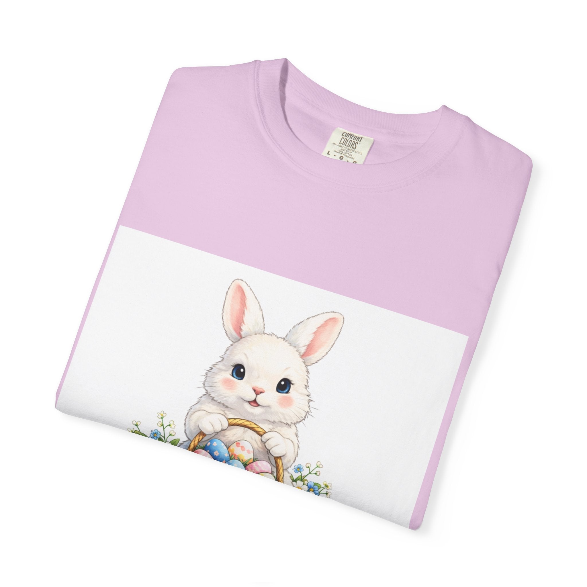 Easter Bunny T-Shirt — "Happy Easter" Cute Bunny with Egg Basket