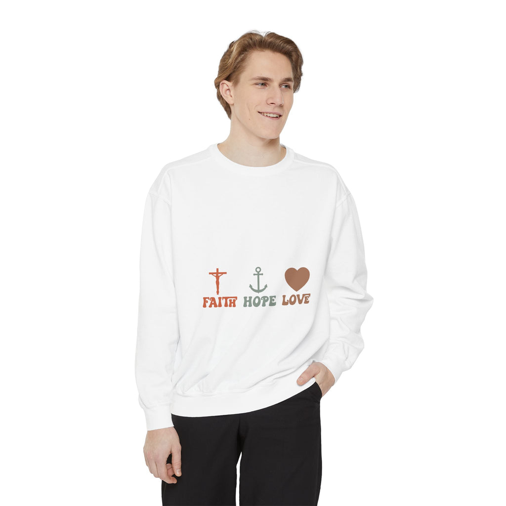 Faith Hope Love Sweatshirt — Christian Anchor Cross Heart Crewneck