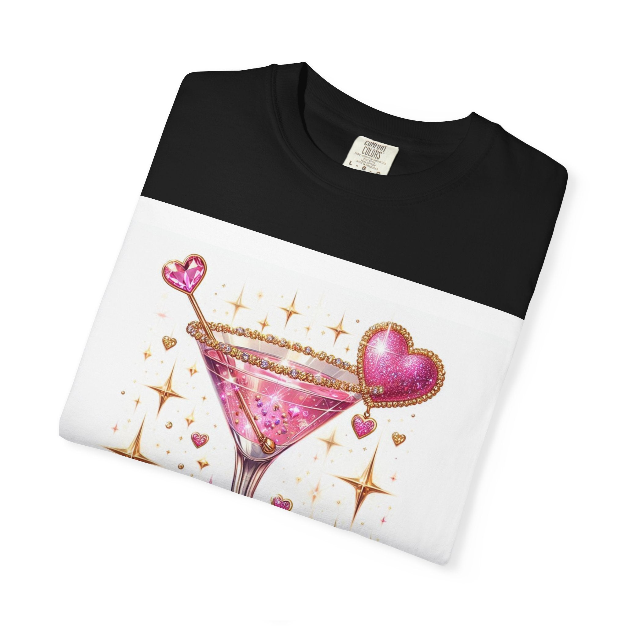 Sparkling Pink Martini T-Shirt — Glitter Cocktail Graphic Tee
