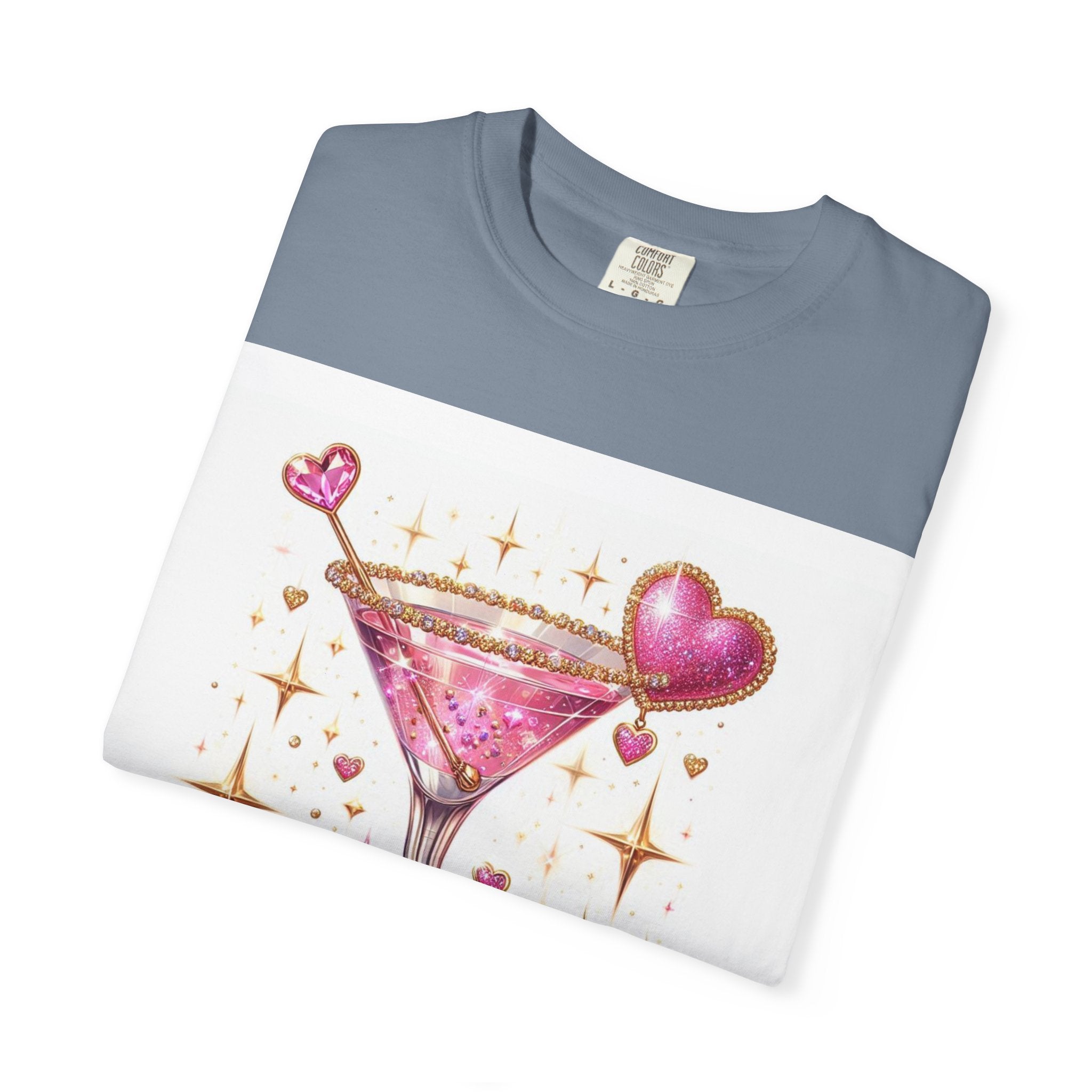Sparkling Pink Martini T-Shirt — Glitter Cocktail Graphic Tee