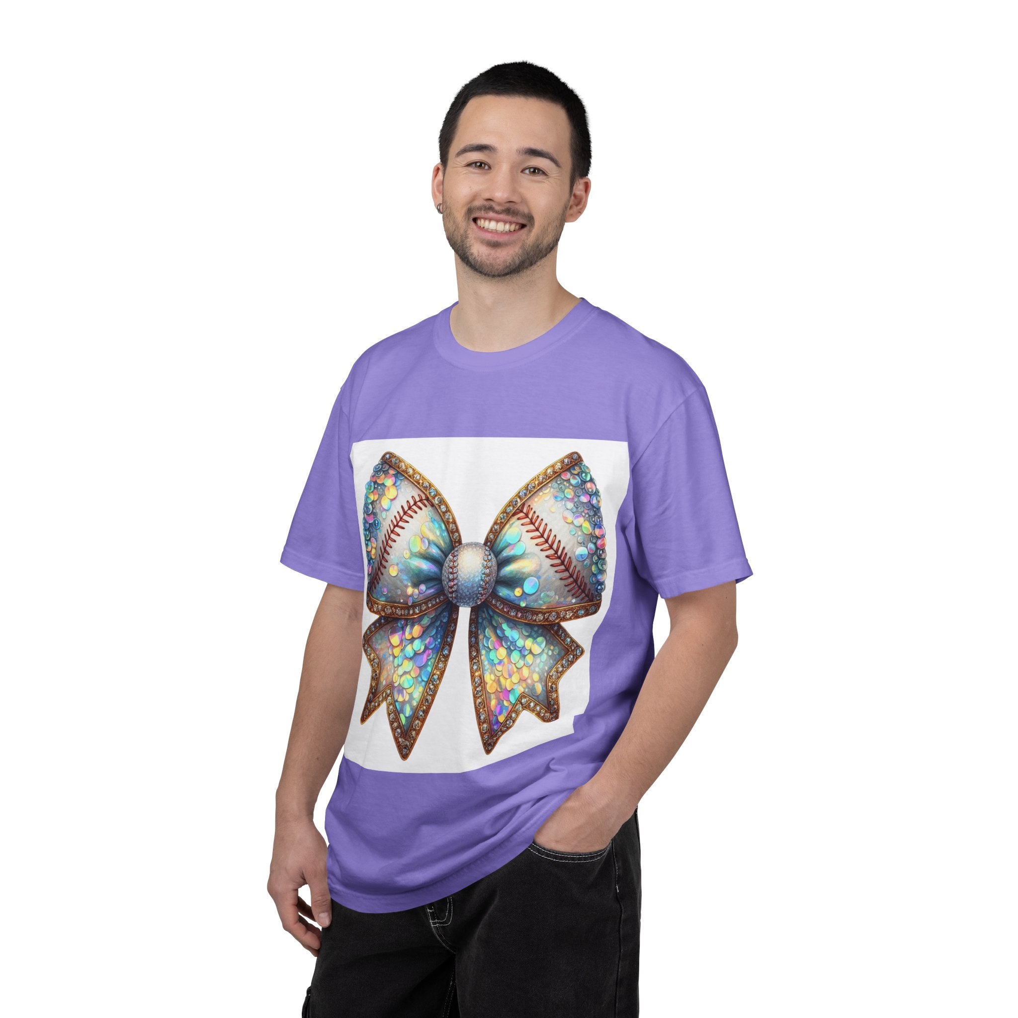 Sequin Bow Graphic T-Shirt — Shimmering Ribbon Art Tee
