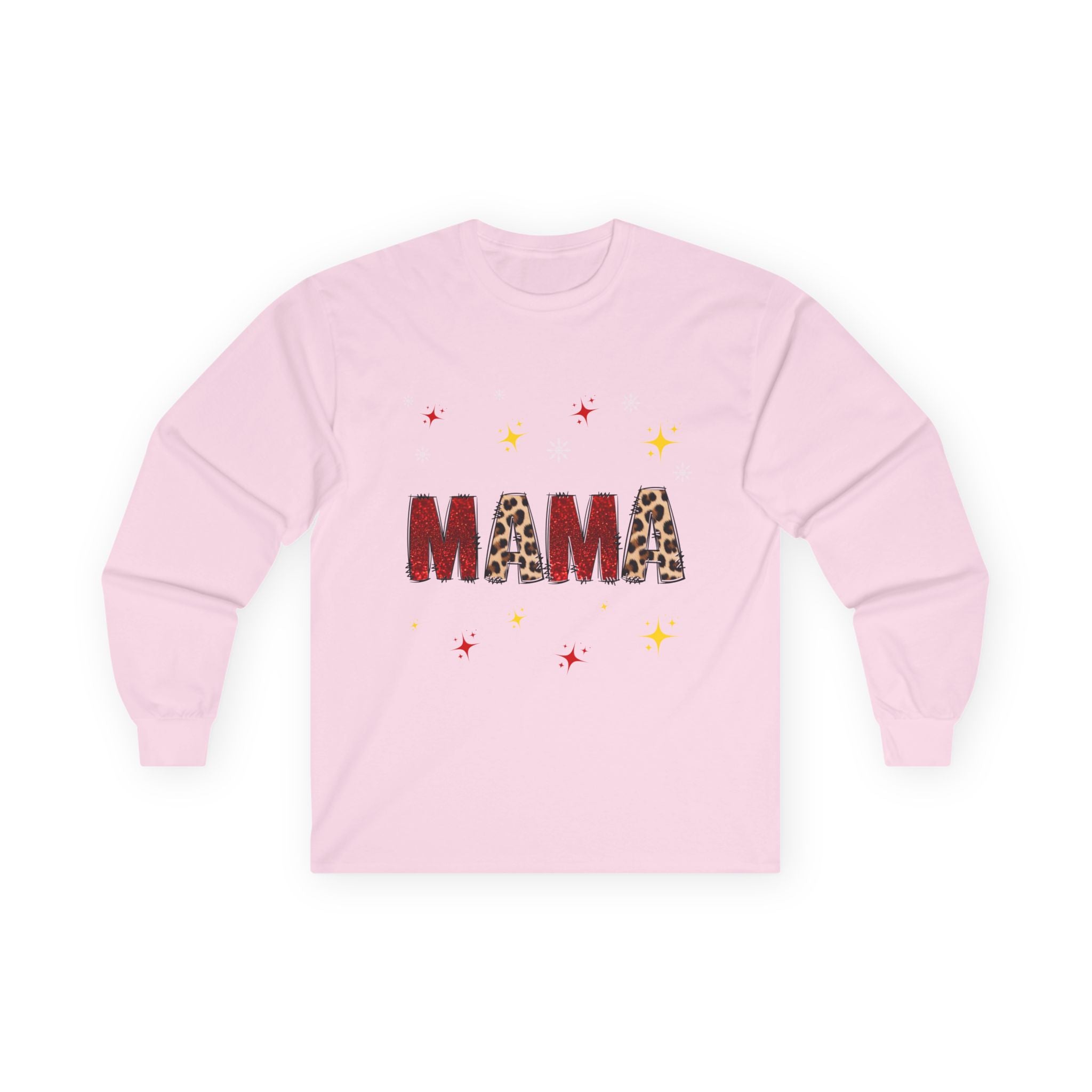 Mama Leopard Print Long Sleeve Tee — Cute Sparkle Mother's Day Shirt