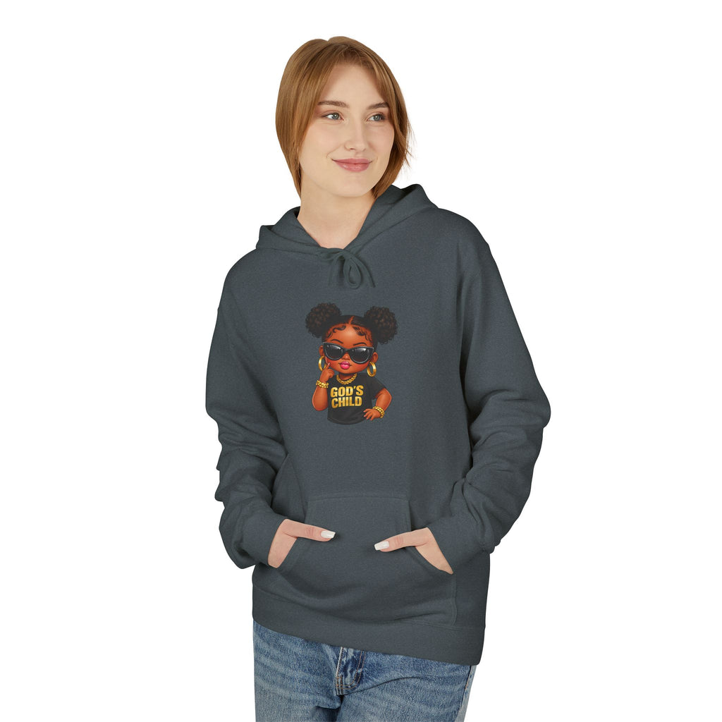 Hoodie — 'Black Girl Magic' Kid with Puffs Graphic White Hoodie