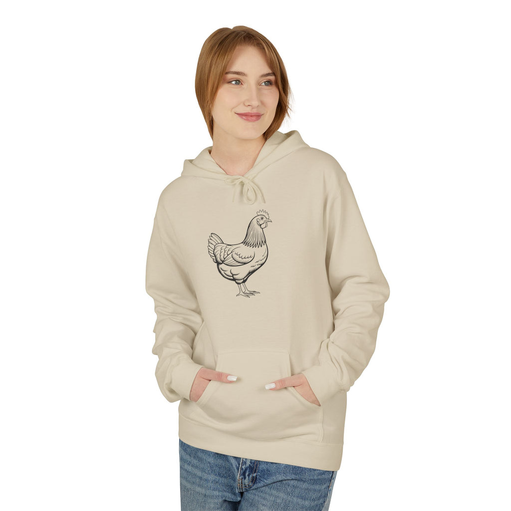 Chicken Line Art Hoodie — Minimal Farmhouse Poultry Graphic