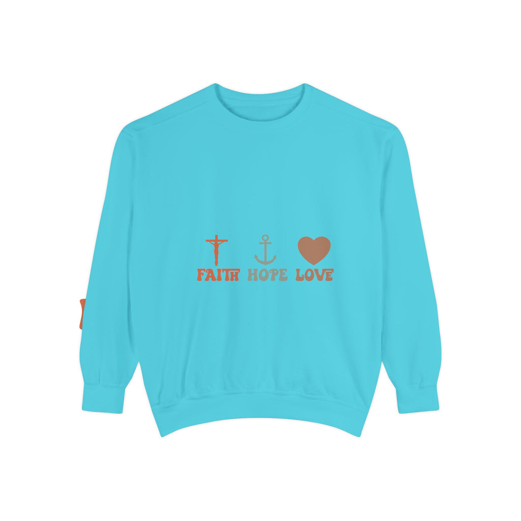 Faith Hope Love Sweatshirt — Christian Anchor Cross Heart Crewneck