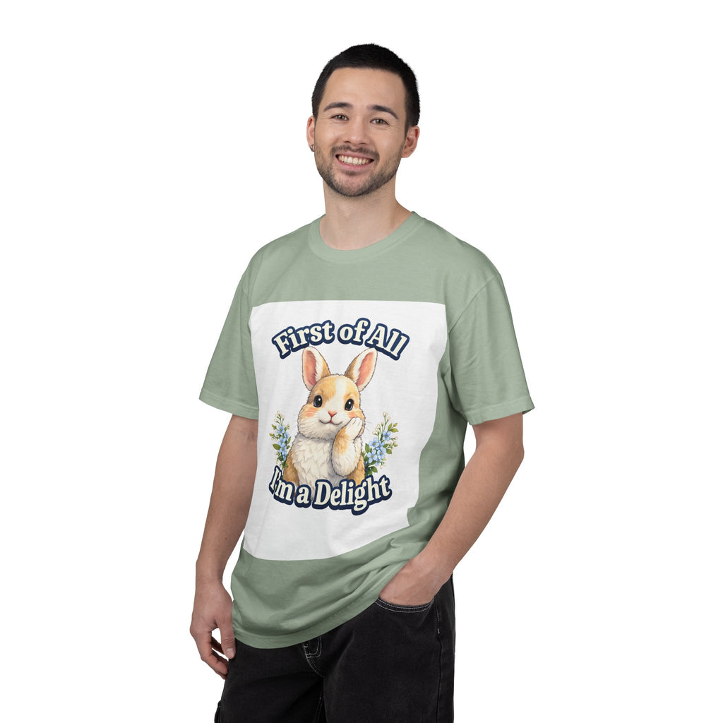 Bunny Graphic T-Shirt — "First of All I’m a Delight" Cute Rabbit Tee