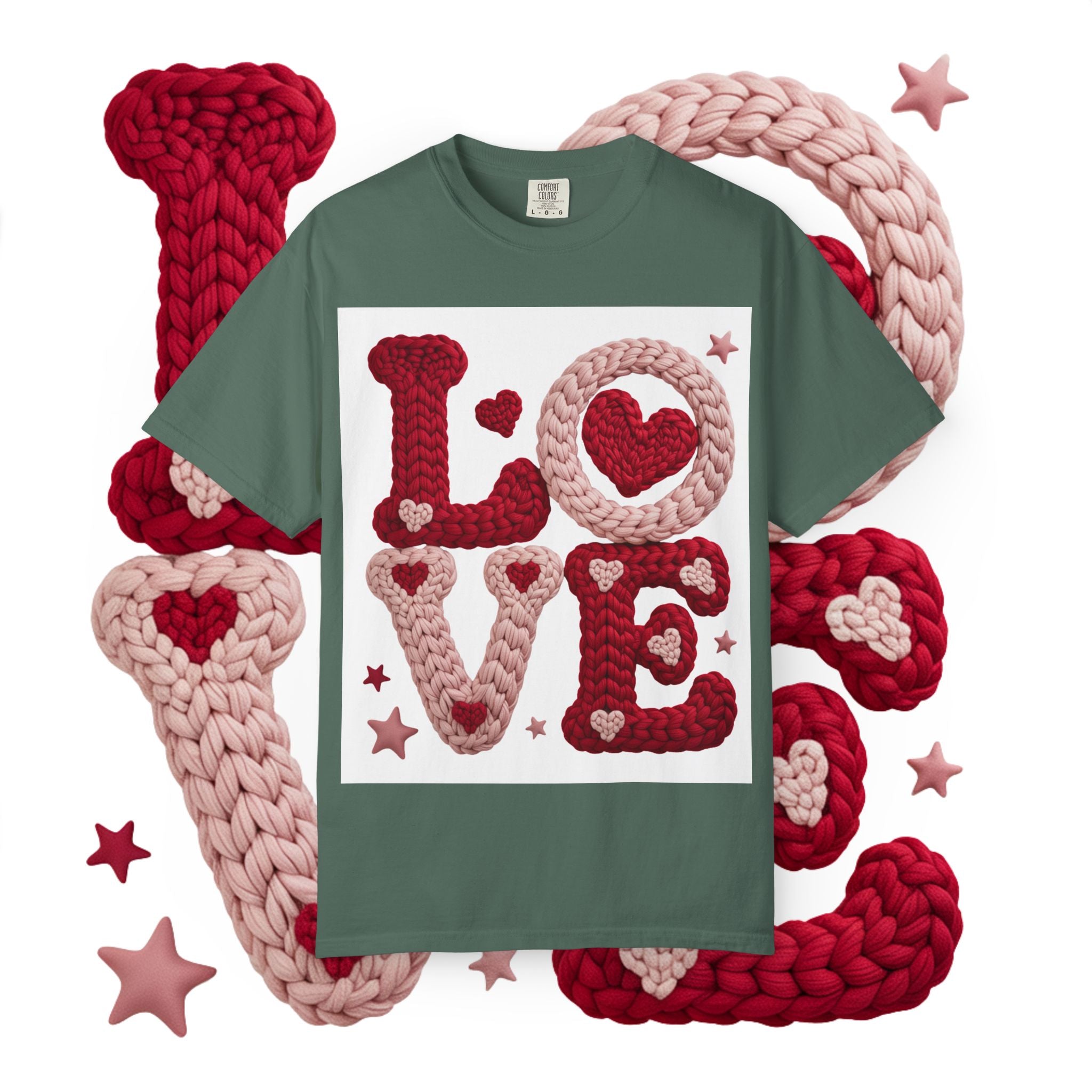 Love Knit Graphic T-Shirt — Valentine’s Day Heart Design