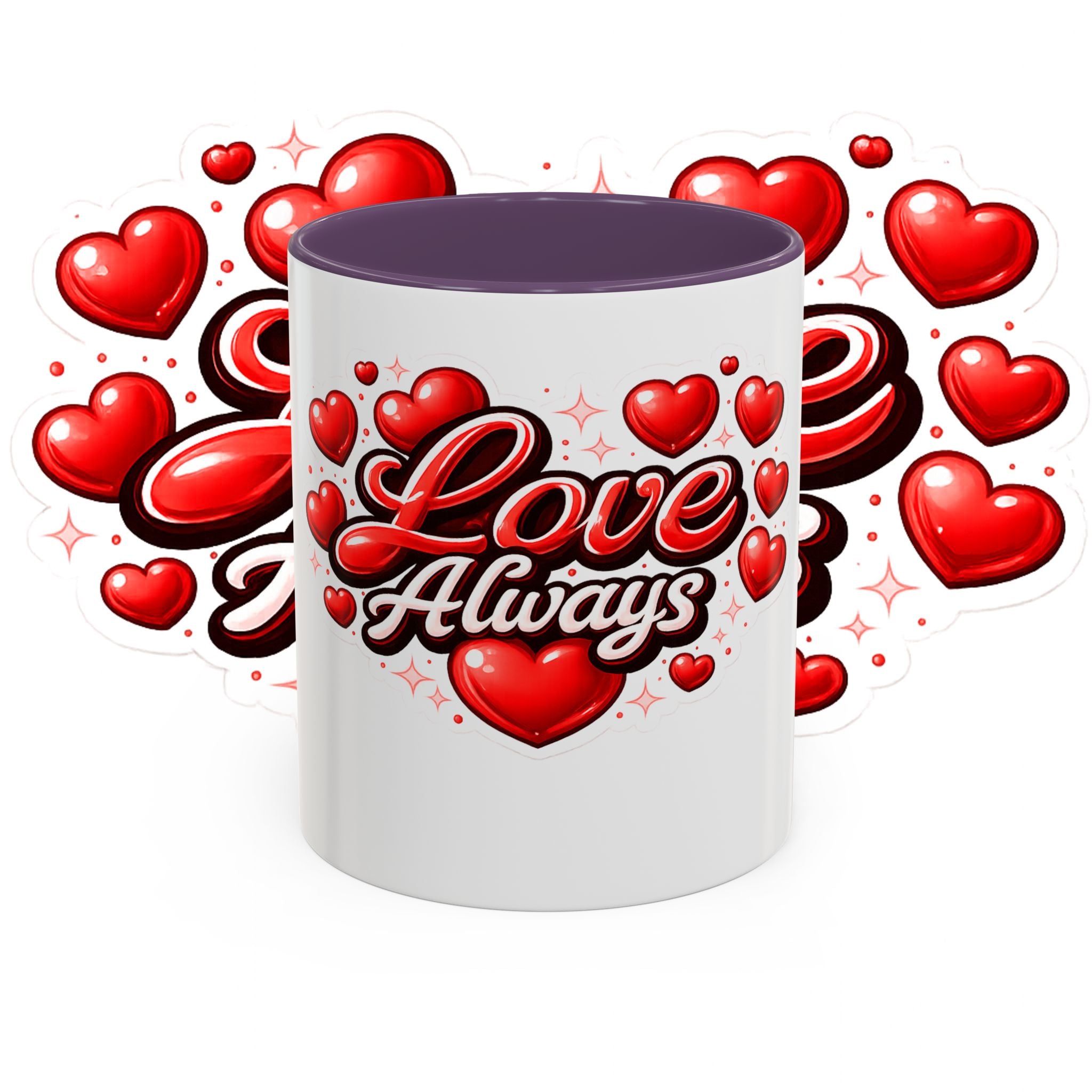 Love Always Coffee Mug — Romantic Heart Accent Mug (11/15oz)