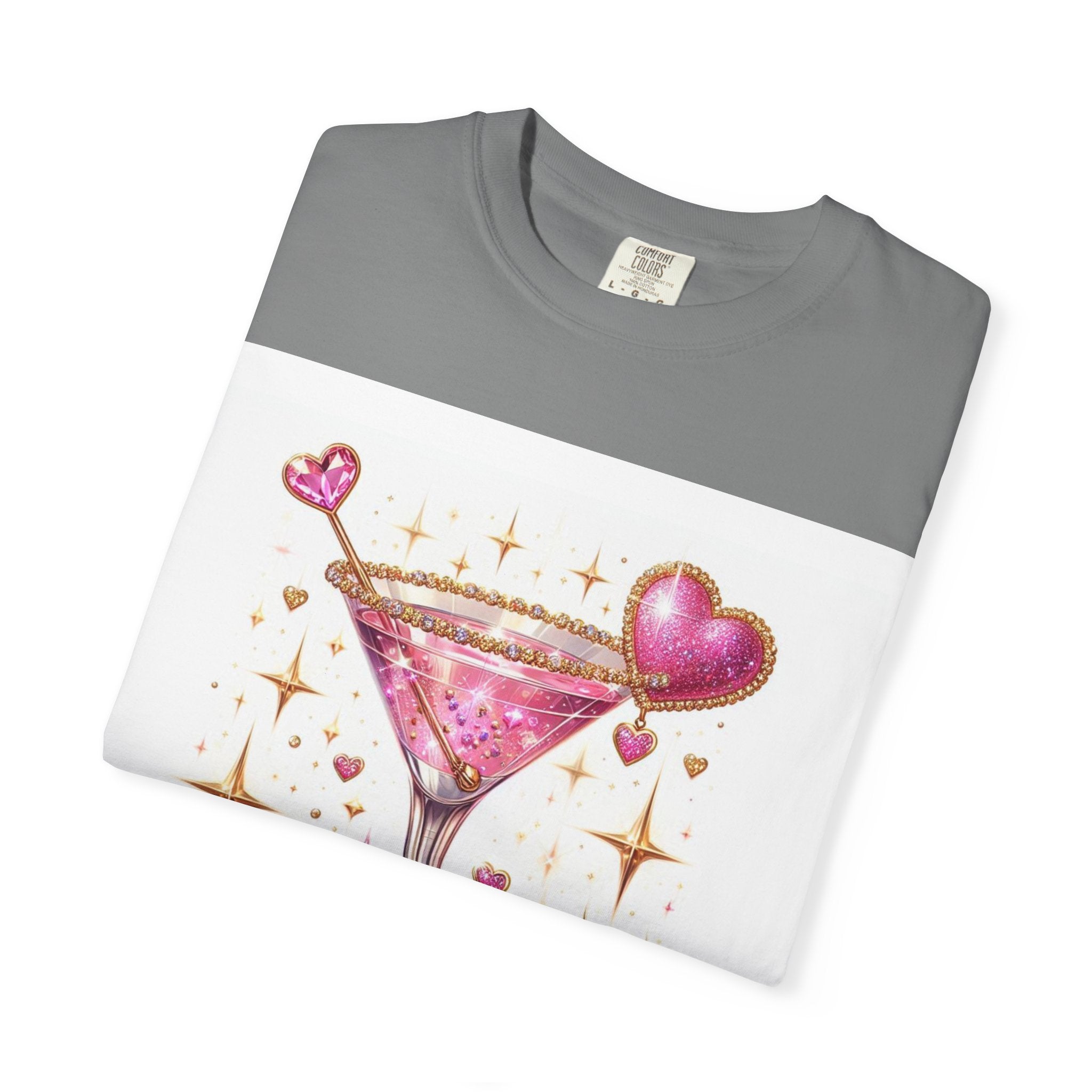 Sparkling Pink Martini T-Shirt — Glitter Cocktail Graphic Tee