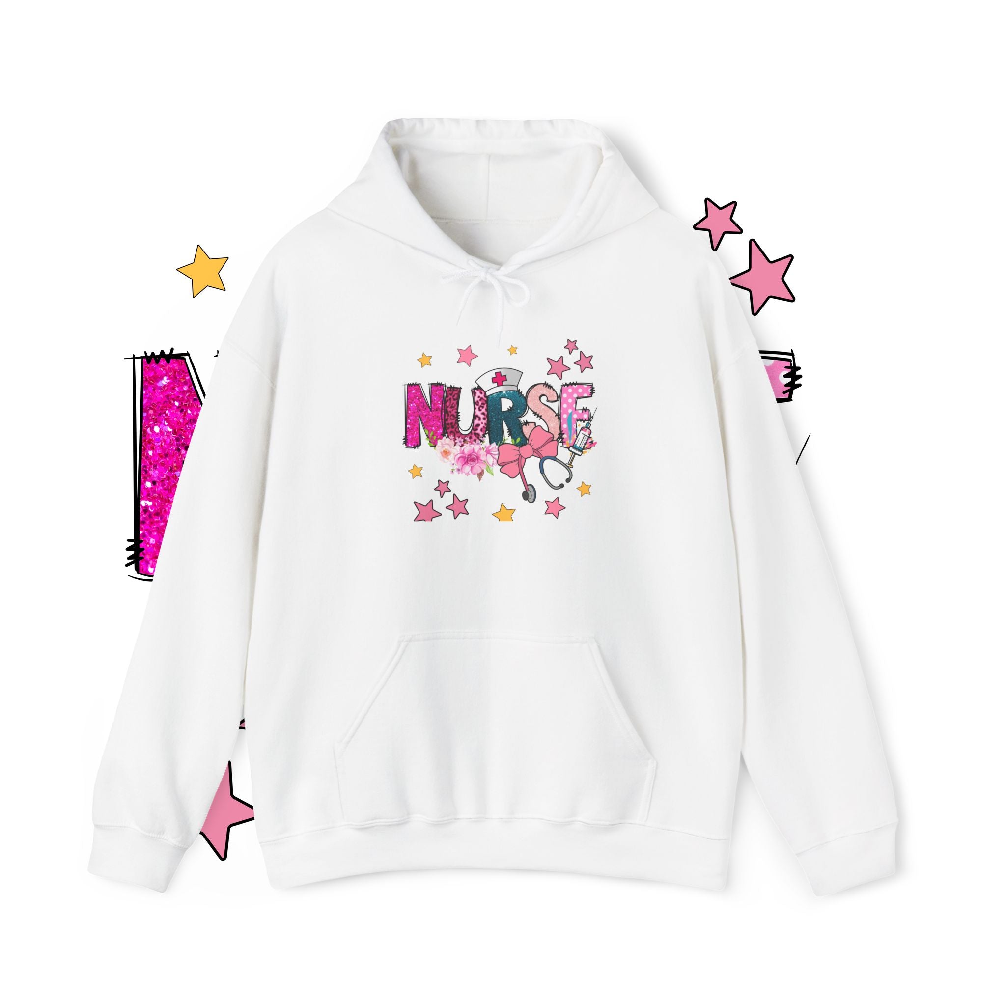Nurse Stethoscope Stars Hoodie — Cute Floral Nursing Appreciation Gift