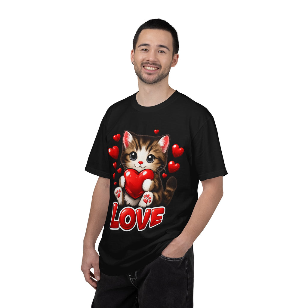 Cute Kitten Holding Heart "LOVE" T-Shirt