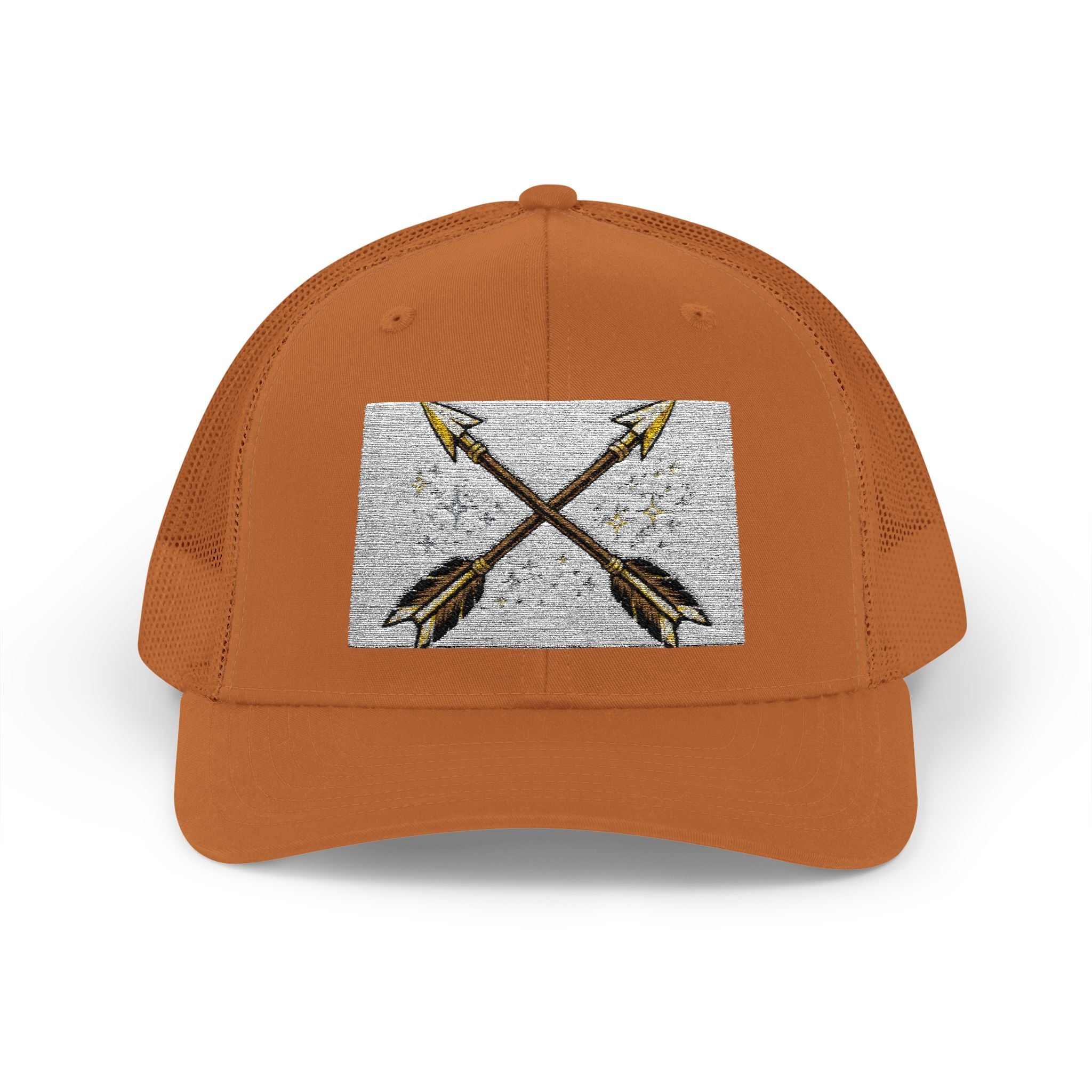 Arrow Cross Trucker Cap — Rustic Tribal Arrow Snapback Hat