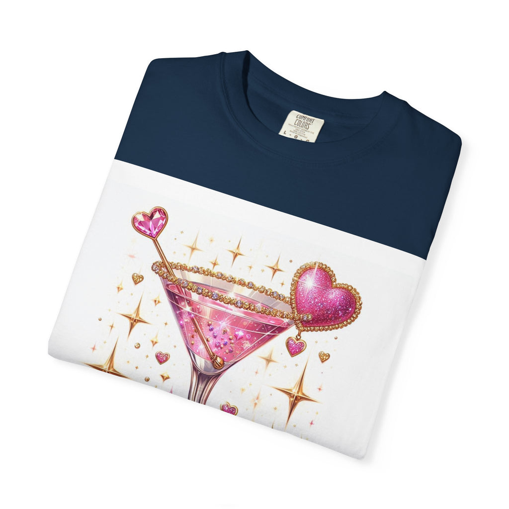 Sparkling Pink Martini T-Shirt — Glitter Cocktail Graphic Tee