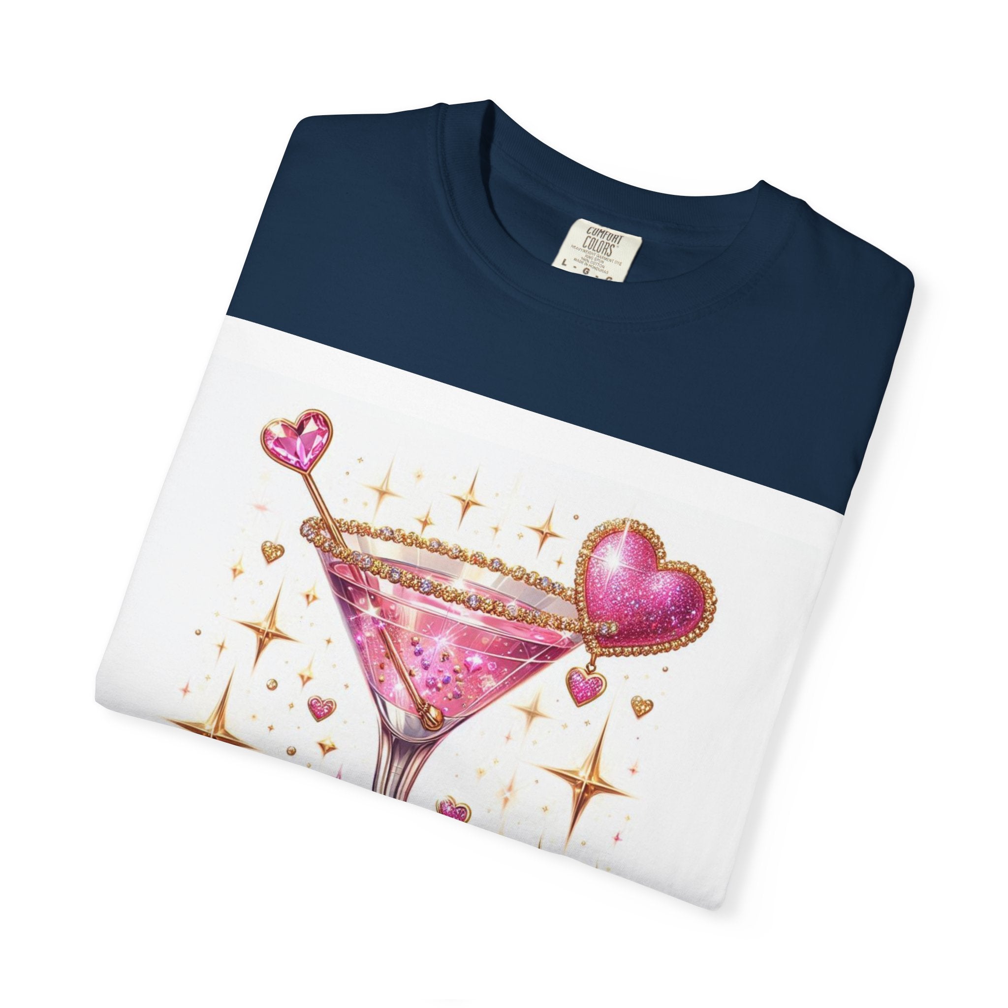 Sparkling Pink Martini T-Shirt — Glitter Cocktail Graphic Tee
