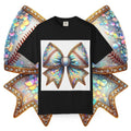 Sequin Bow Graphic T-Shirt — Shimmering Ribbon Art Tee