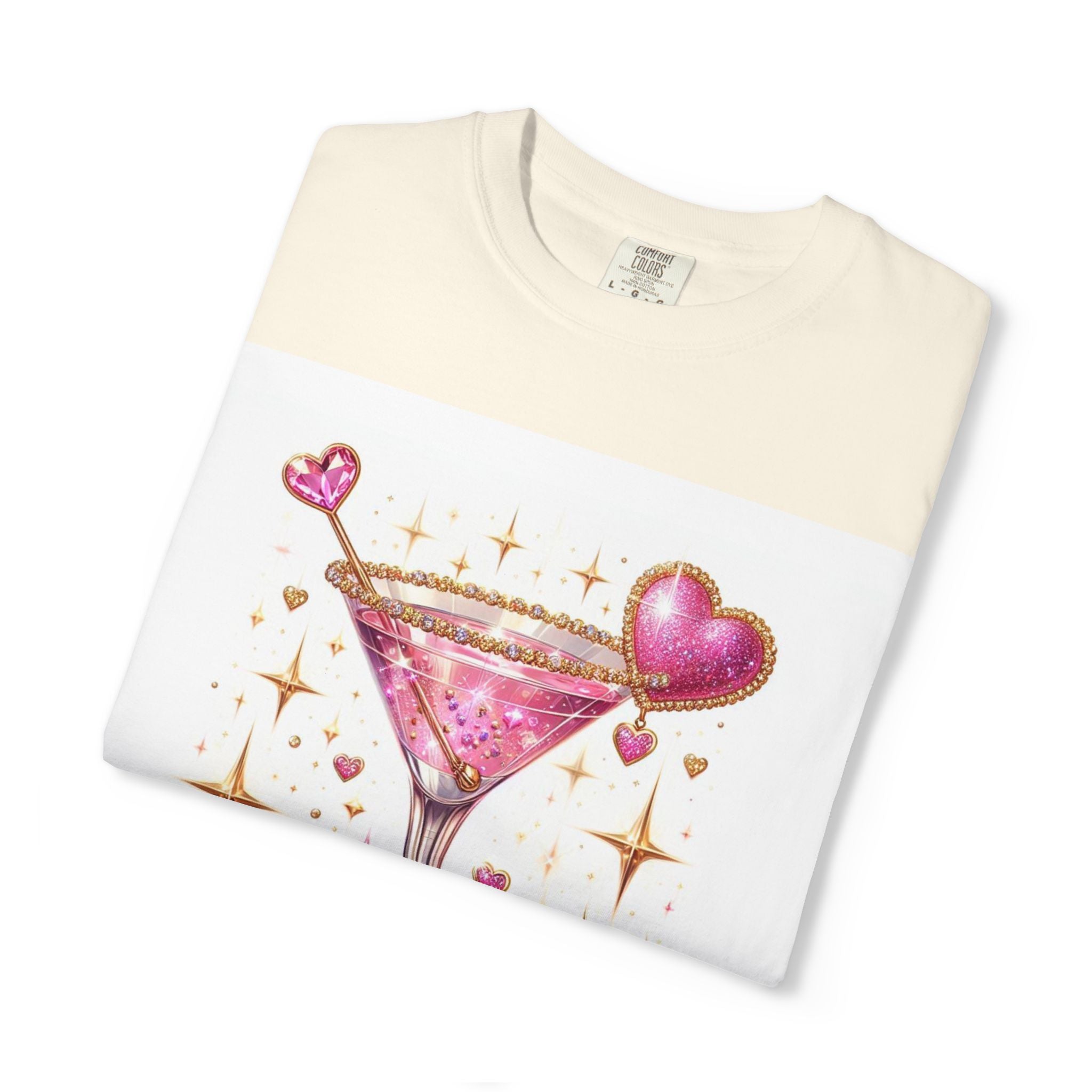Sparkling Pink Martini T-Shirt — Glitter Cocktail Graphic Tee