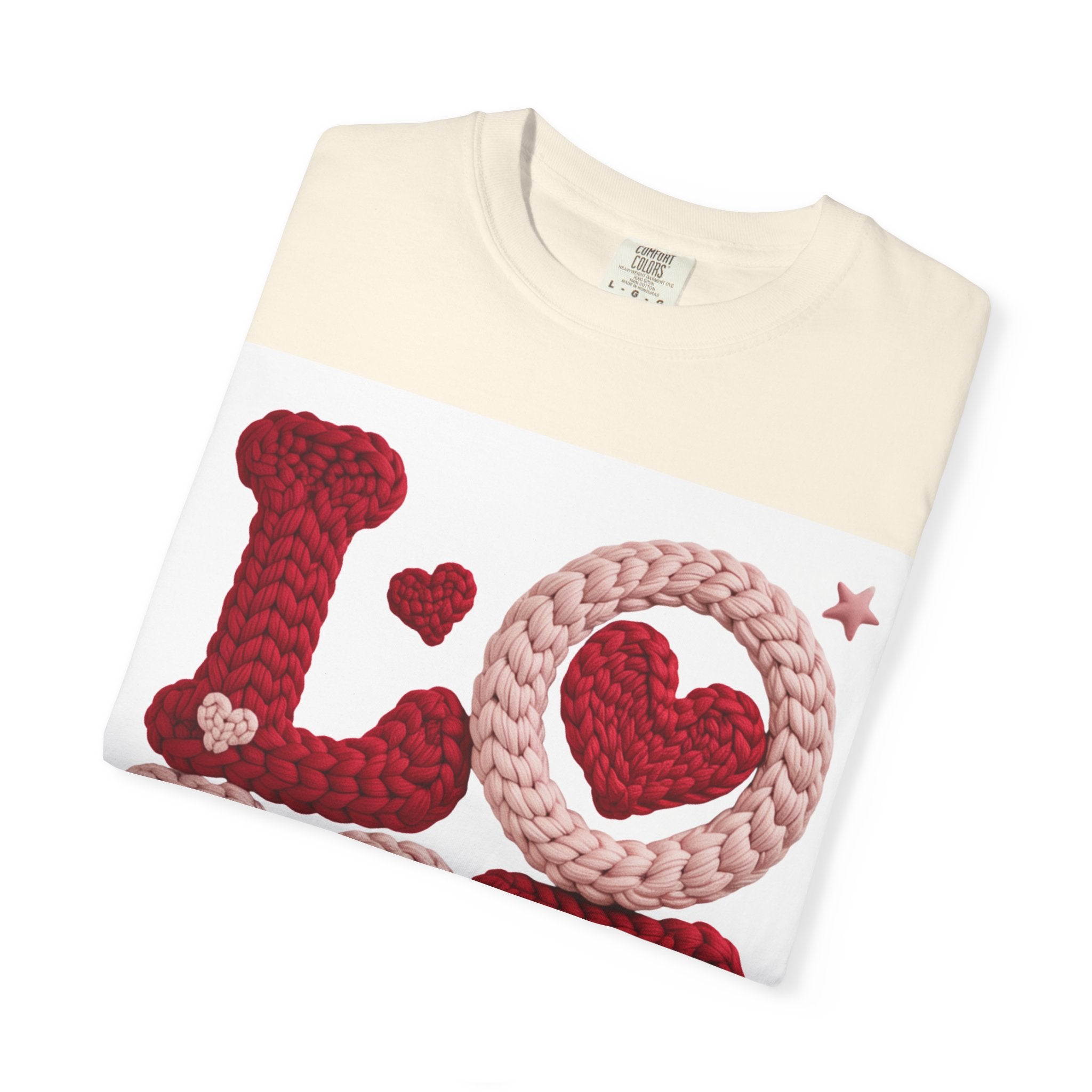 Love Knit Graphic T-Shirt — Valentine’s Day Heart Design