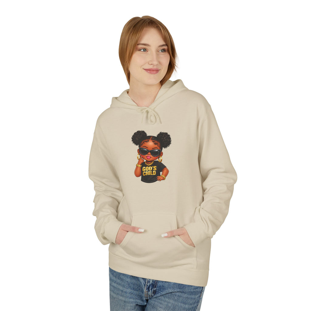 Hoodie — 'Black Girl Magic' Kid with Puffs Graphic White Hoodie