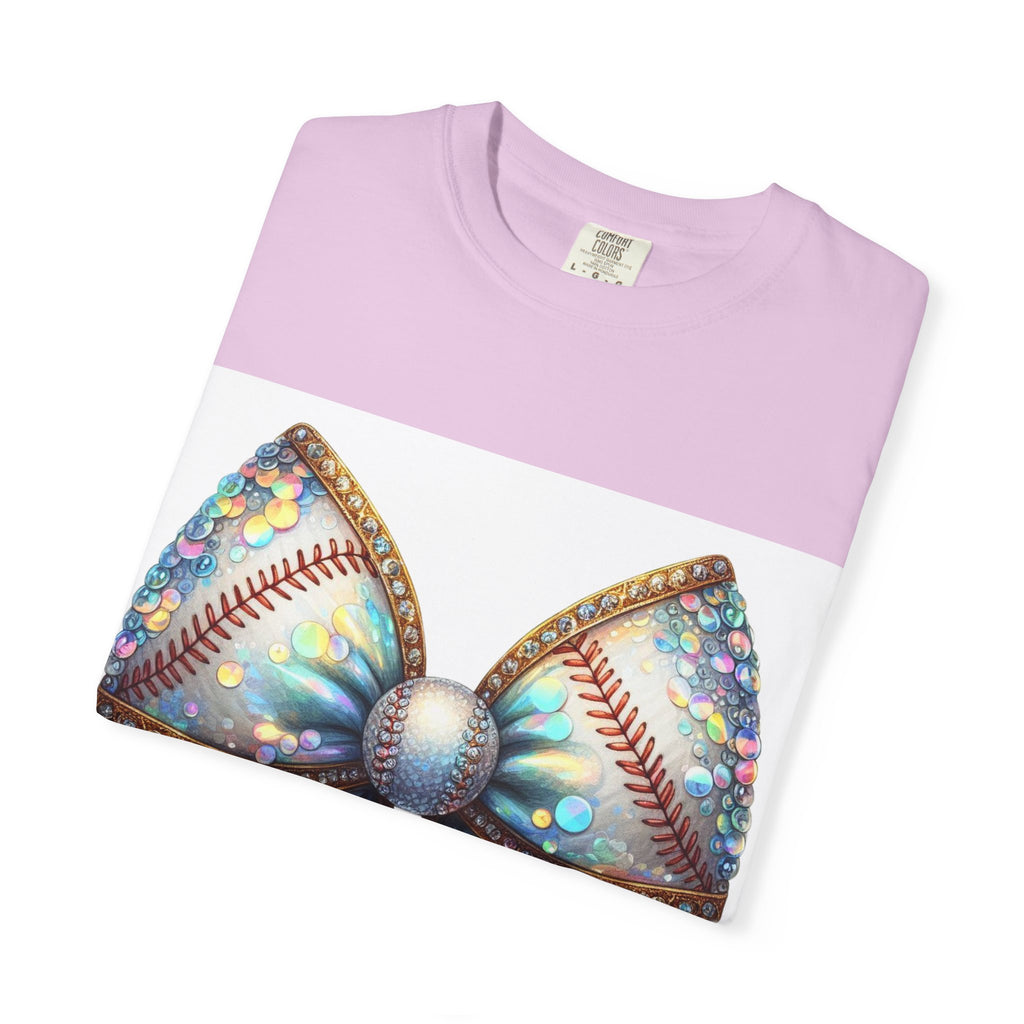 Sequin Bow Graphic T-Shirt — Shimmering Ribbon Art Tee