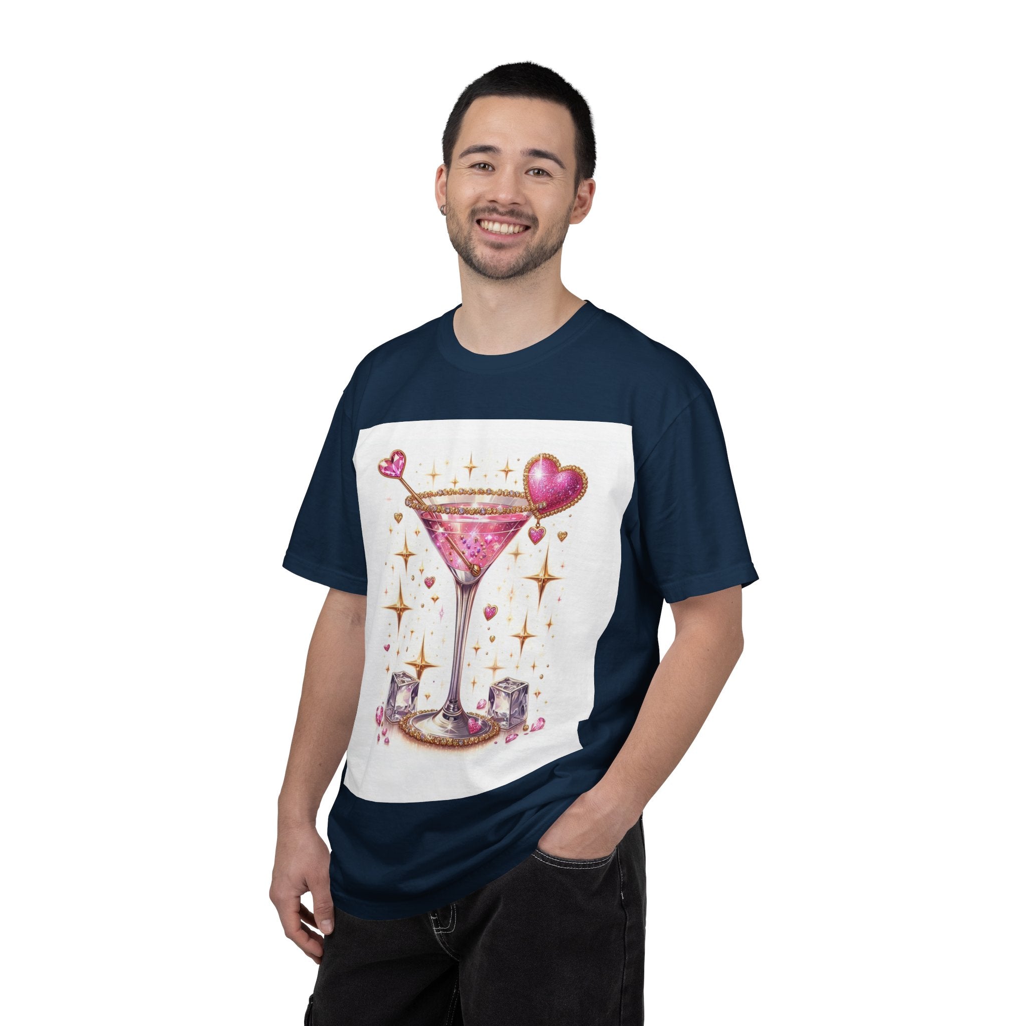 Sparkling Pink Martini T-Shirt — Glitter Cocktail Graphic Tee