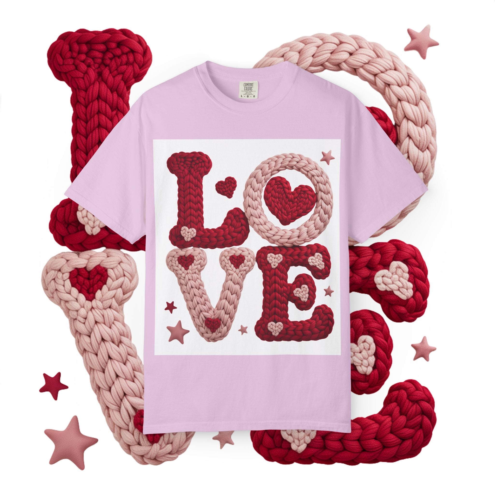 Love Knit Graphic T-Shirt — Valentine’s Day Heart Design