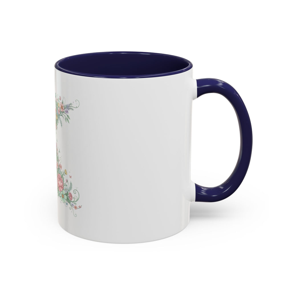 Floral Monogram 'K' Accent Coffee Mug — Elegant Initial Gift (11oz, 15oz)