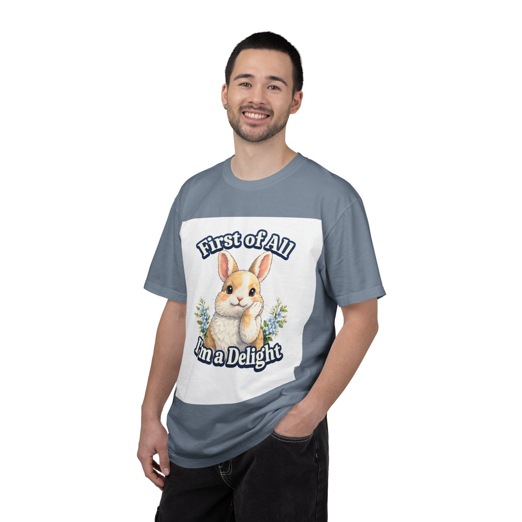 Bunny Graphic T-Shirt — "First of All I’m a Delight" Cute Rabbit Tee