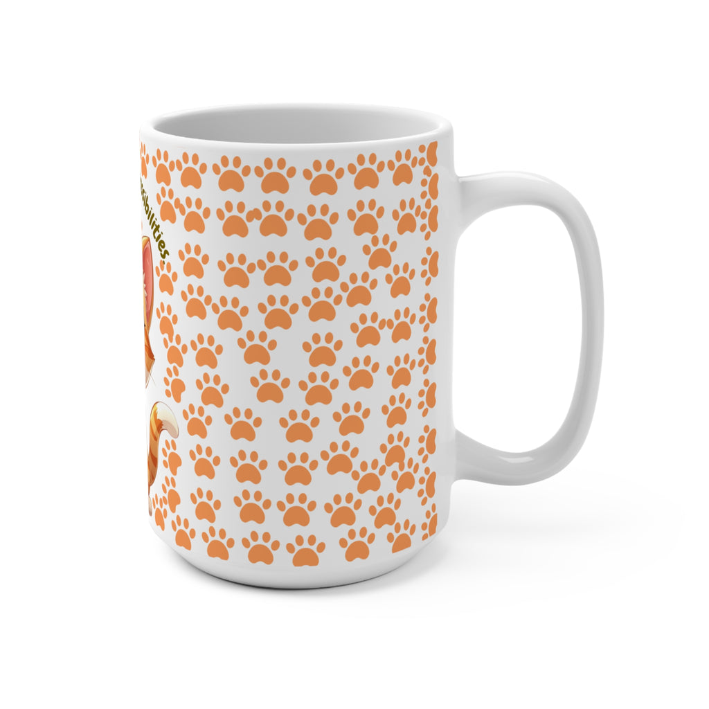 Cat Mug - "Morning Brings Meow Possibilities" 15oz Cute Orange Kitty Paw Print Coffee Cup