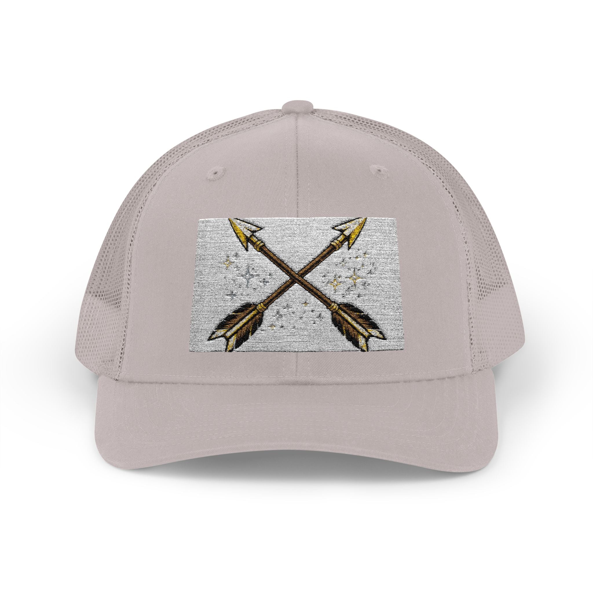 Arrow Cross Trucker Cap — Rustic Tribal Arrow Snapback Hat