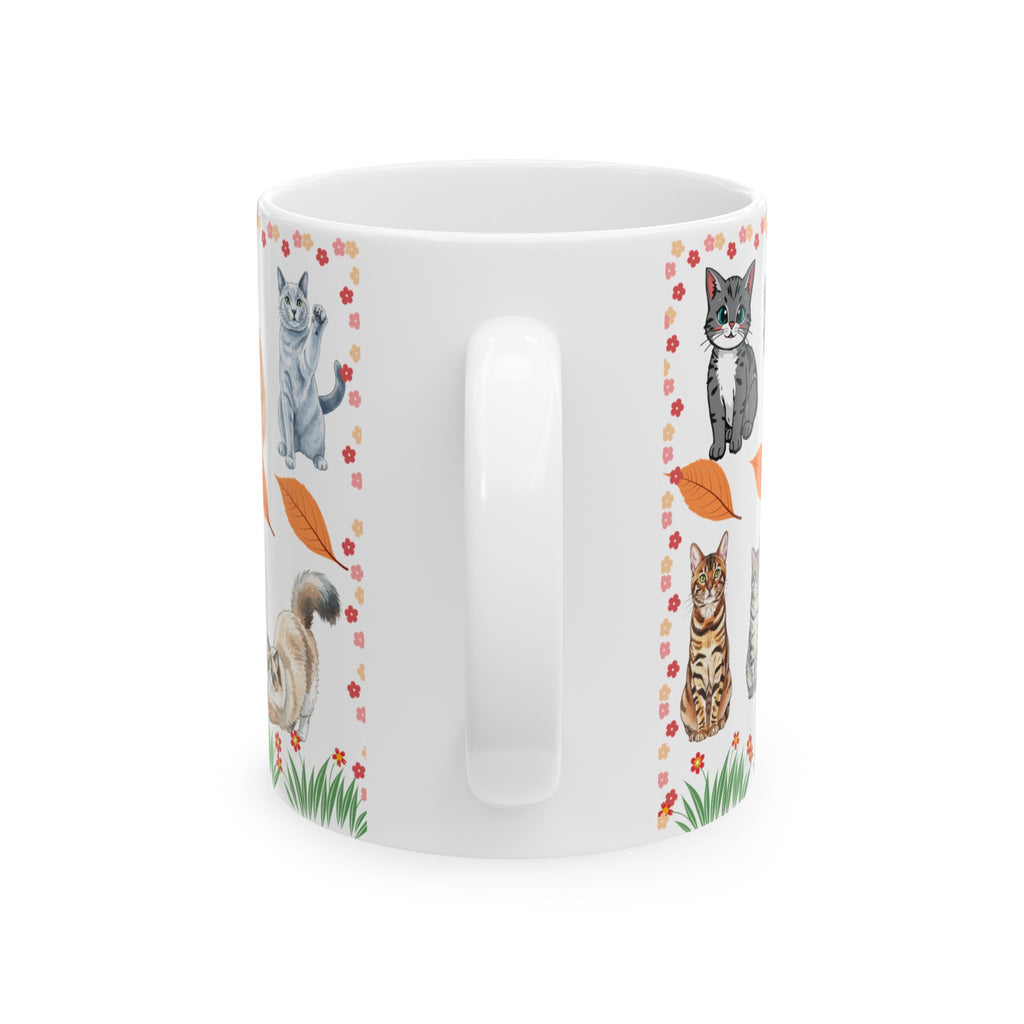 Autumn Cats Ceramic Mug — Cute Cat Pattern Coffee Cup (11oz & 15oz)