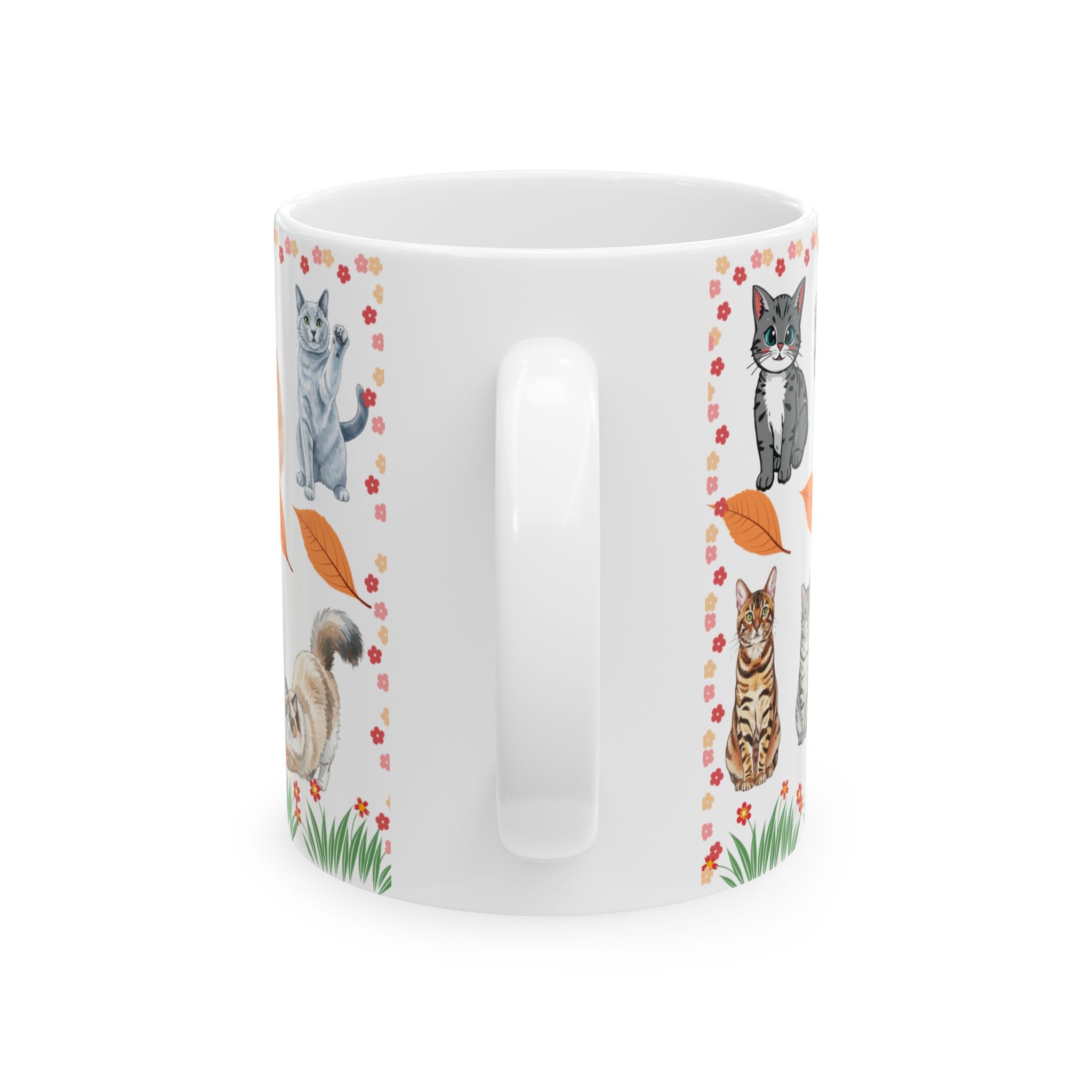 Autumn Cats Ceramic Mug — Cute Cat Pattern Coffee Cup (11oz & 15oz)