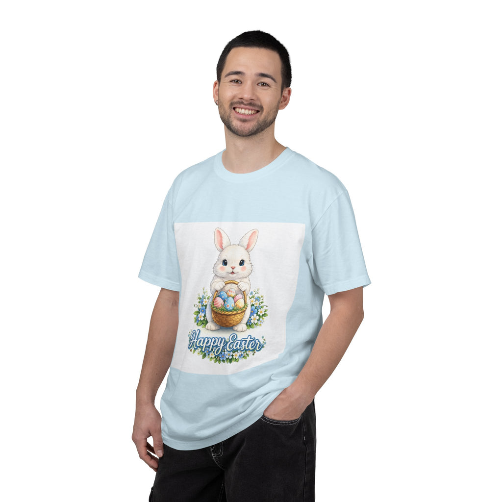 Easter Bunny T-Shirt — "Happy Easter" Cute Bunny with Egg Basket