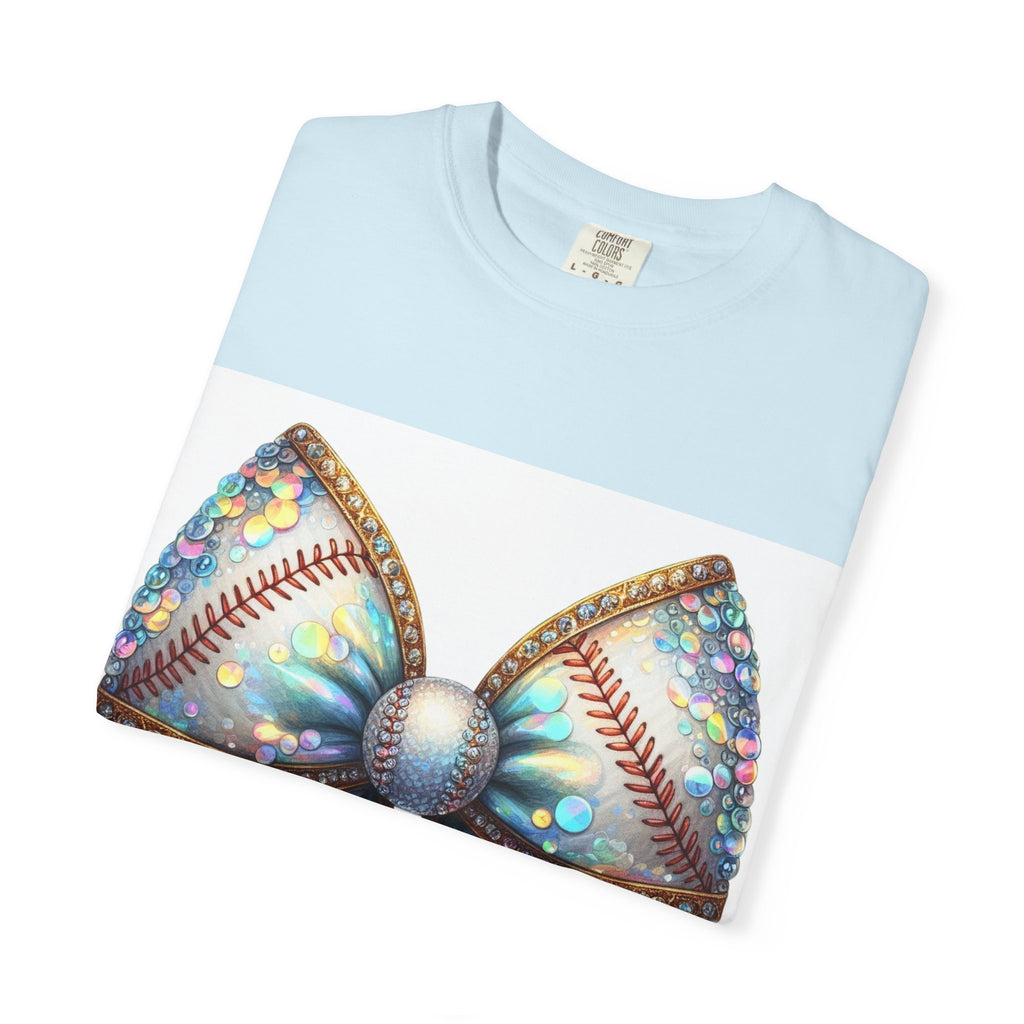 Sequin Bow Graphic T-Shirt — Shimmering Ribbon Art Tee