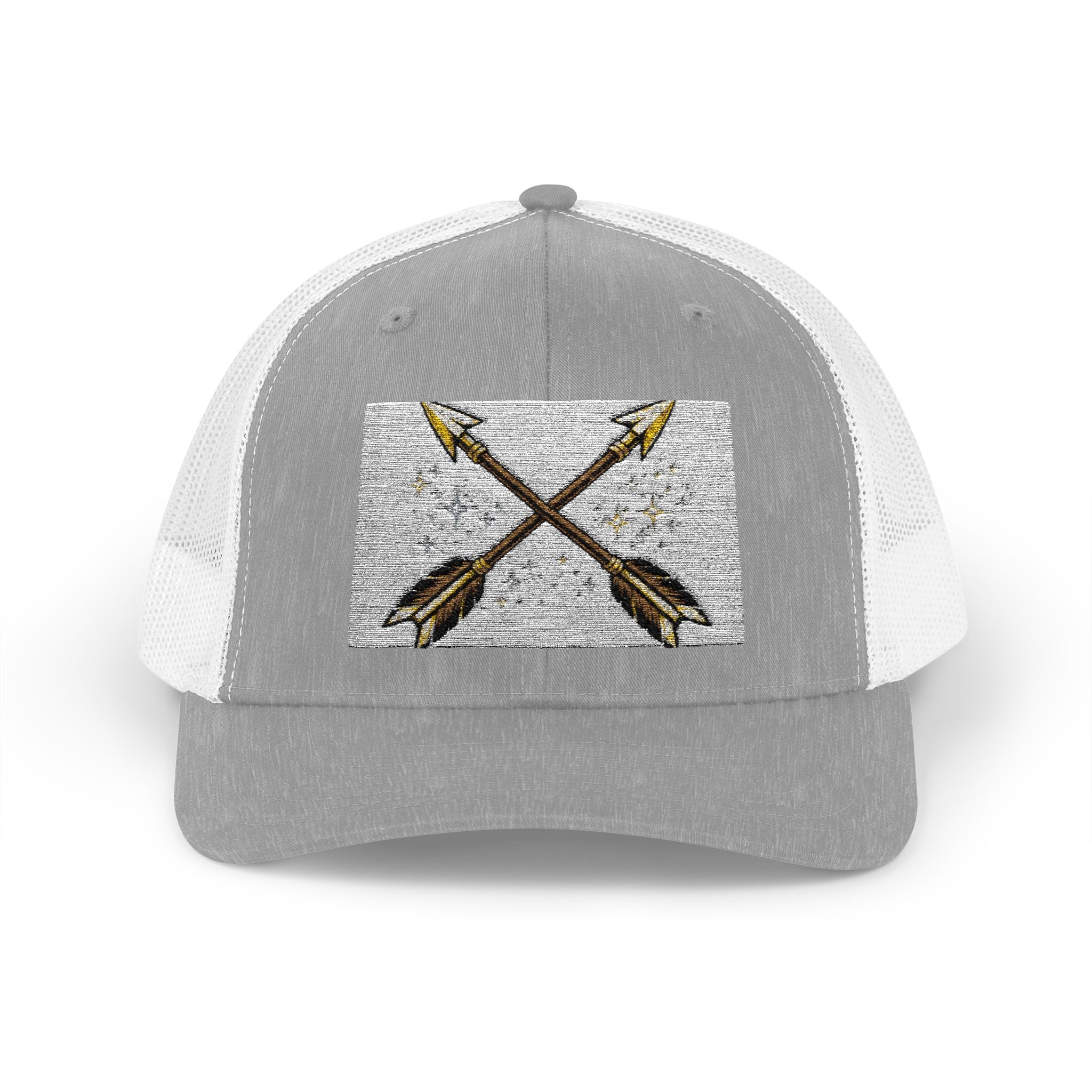 Arrow Cross Trucker Cap — Rustic Tribal Arrow Snapback Hat