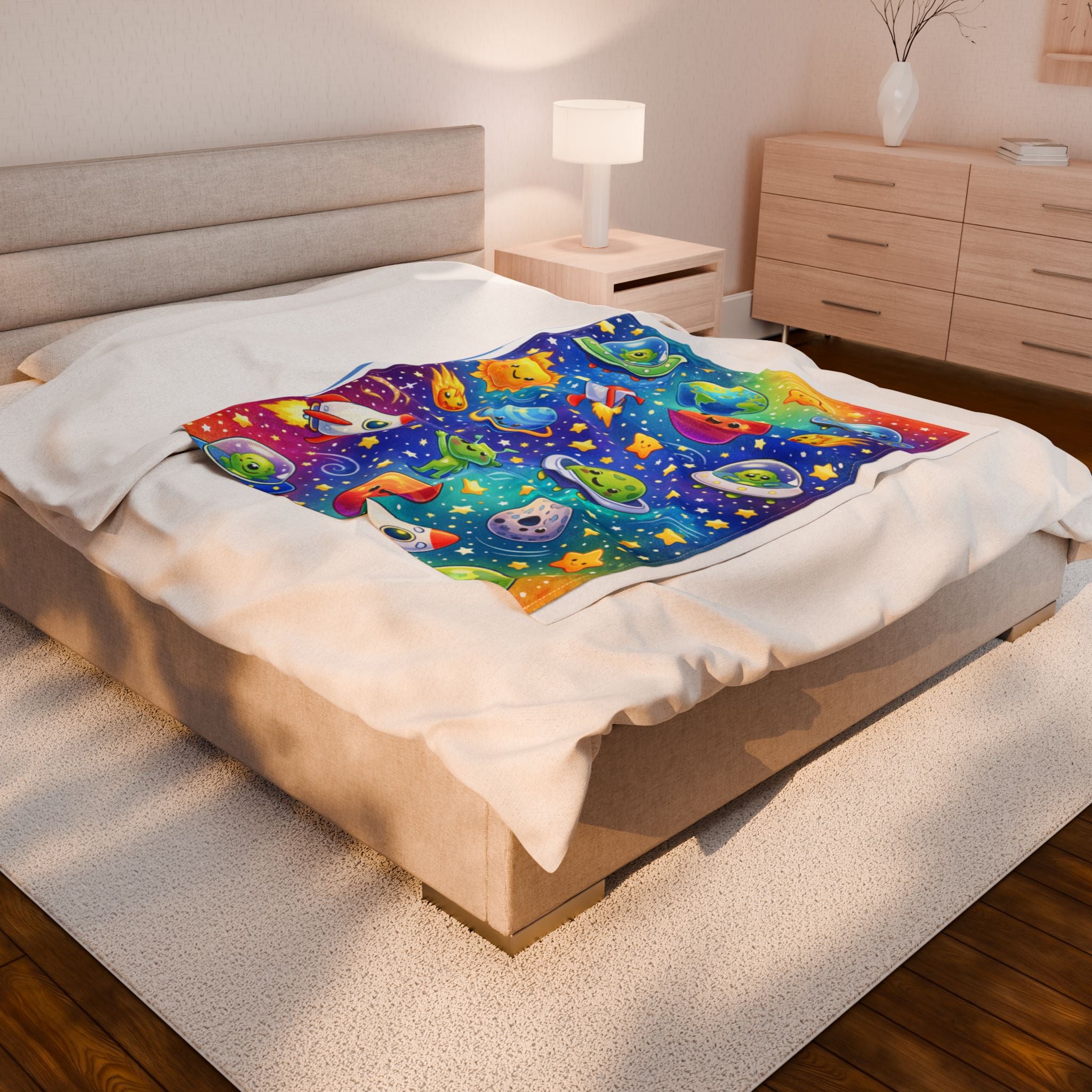 Plush Blanket — Colorful Bubble Galaxy Design Velveteen Throw