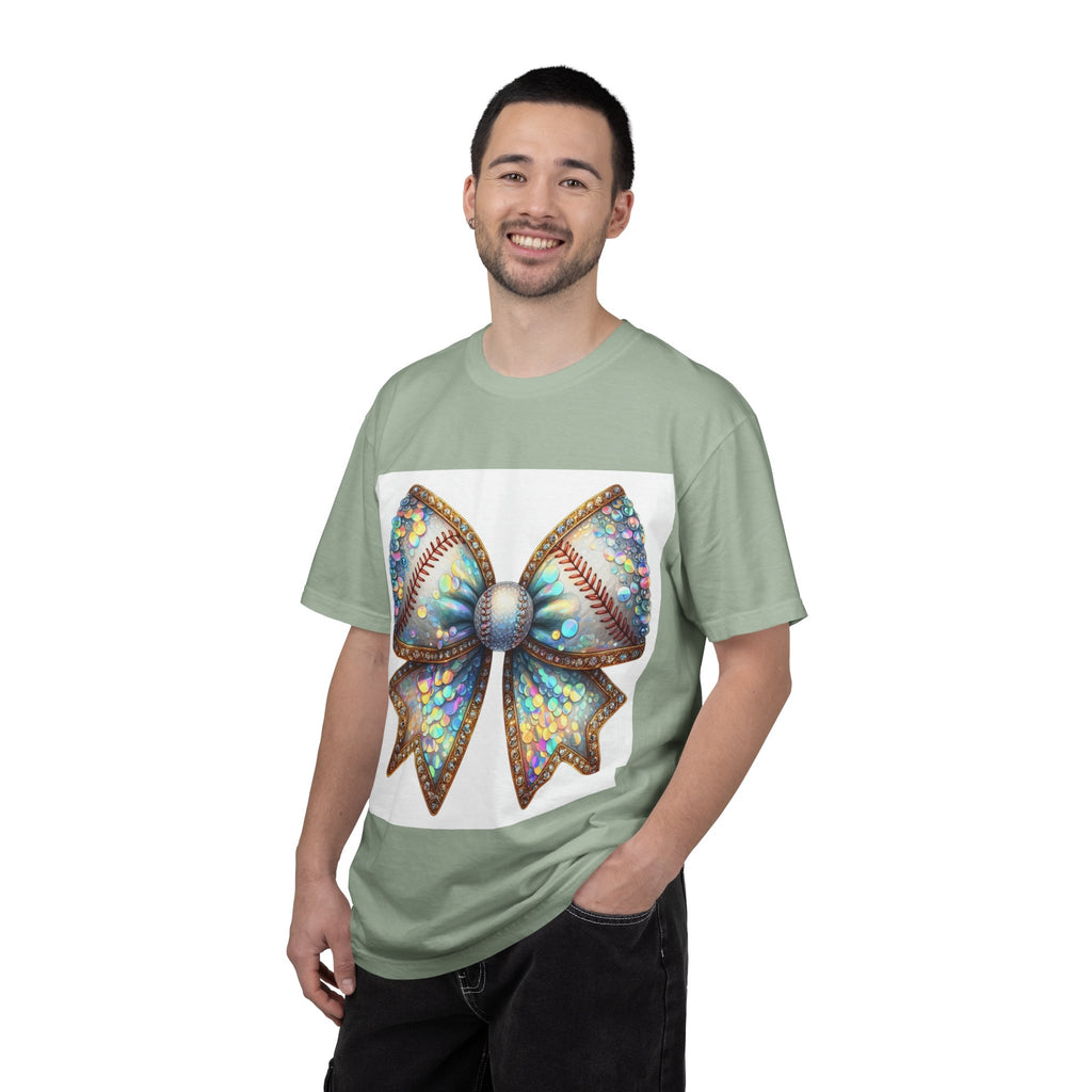 Sequin Bow Graphic T-Shirt — Shimmering Ribbon Art Tee