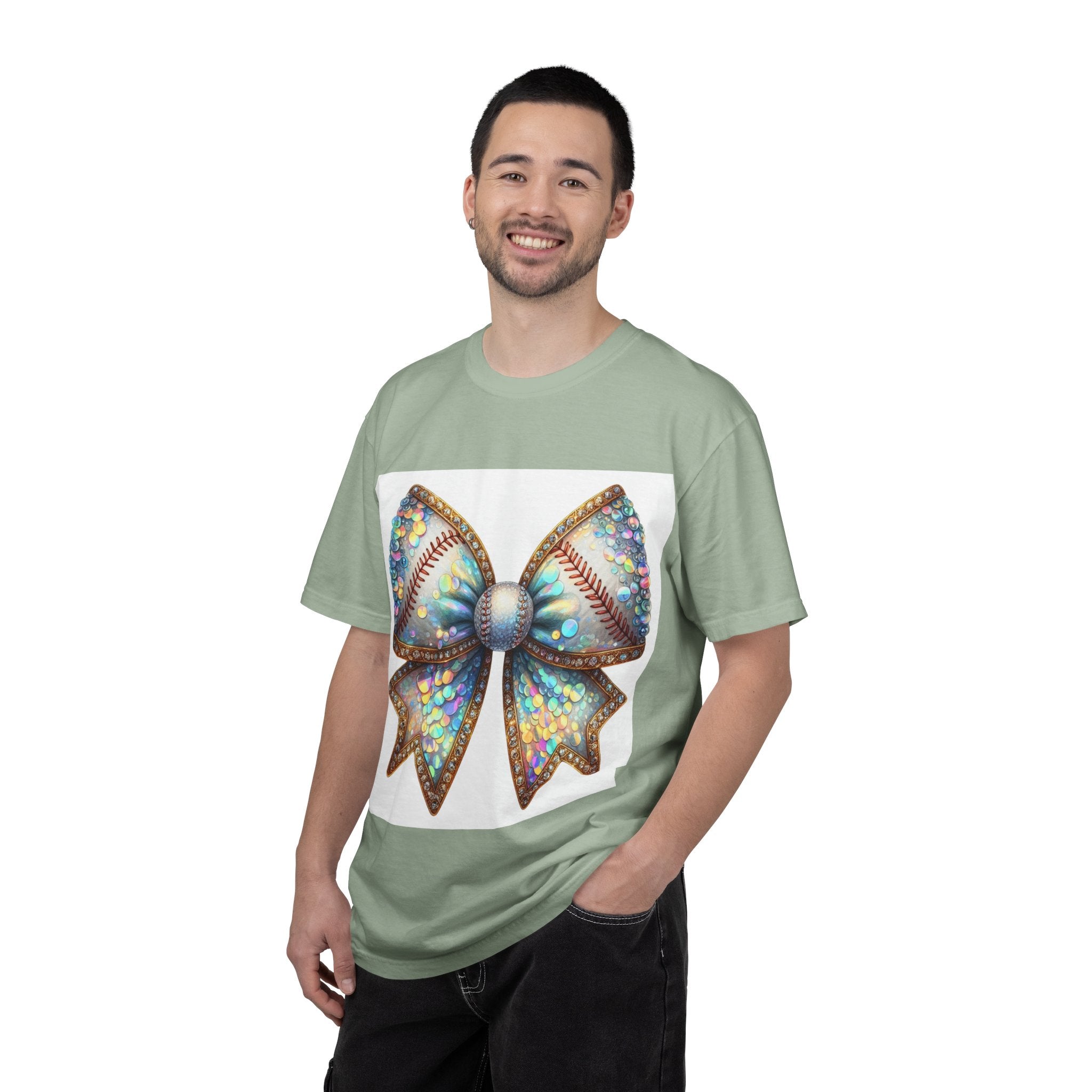 Sequin Bow Graphic T-Shirt — Shimmering Ribbon Art Tee