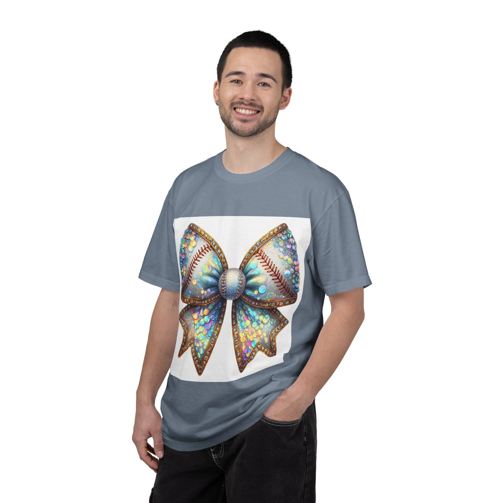 Sequin Bow Graphic T-Shirt — Shimmering Ribbon Art Tee