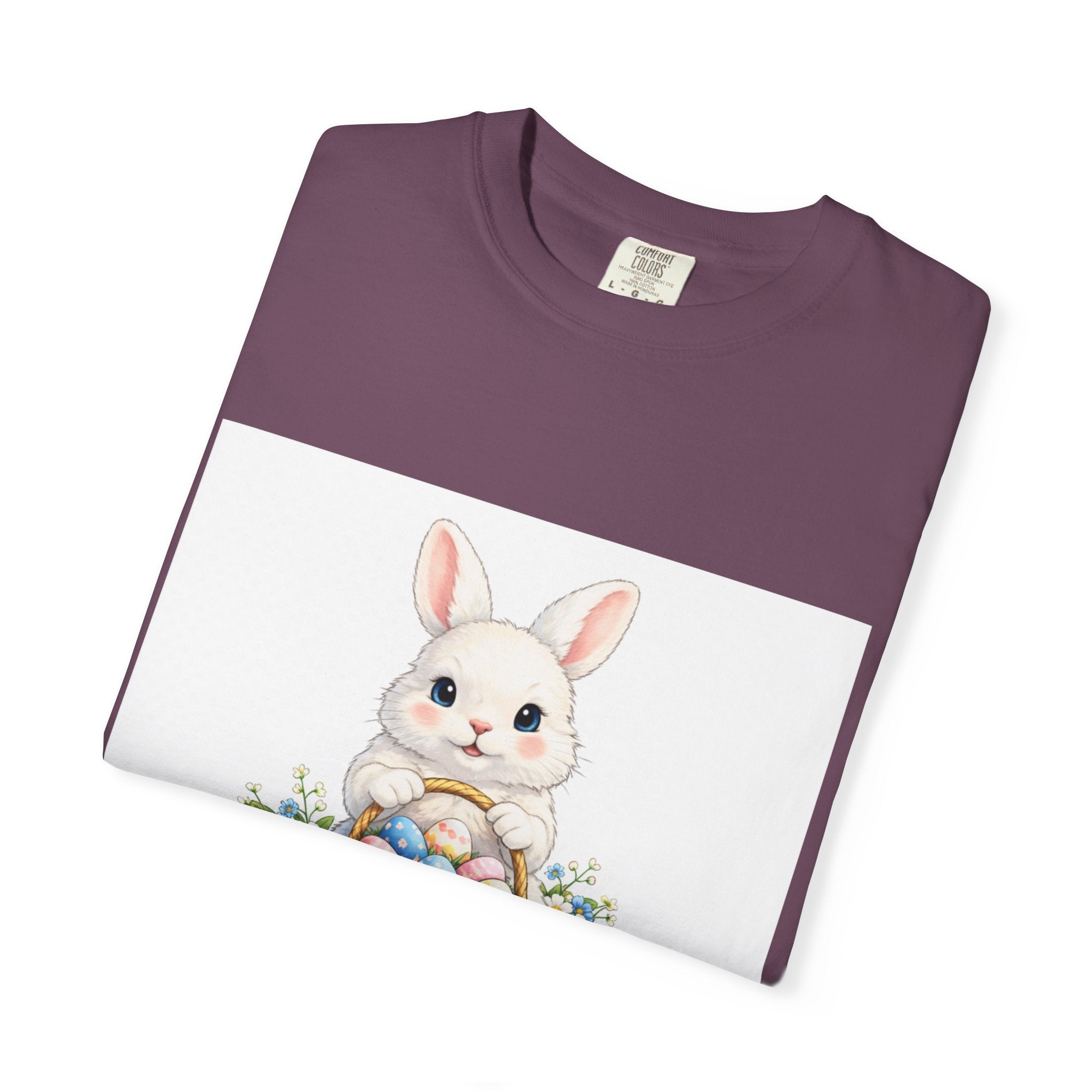 Easter Bunny T-Shirt — "Happy Easter" Cute Bunny with Egg Basket