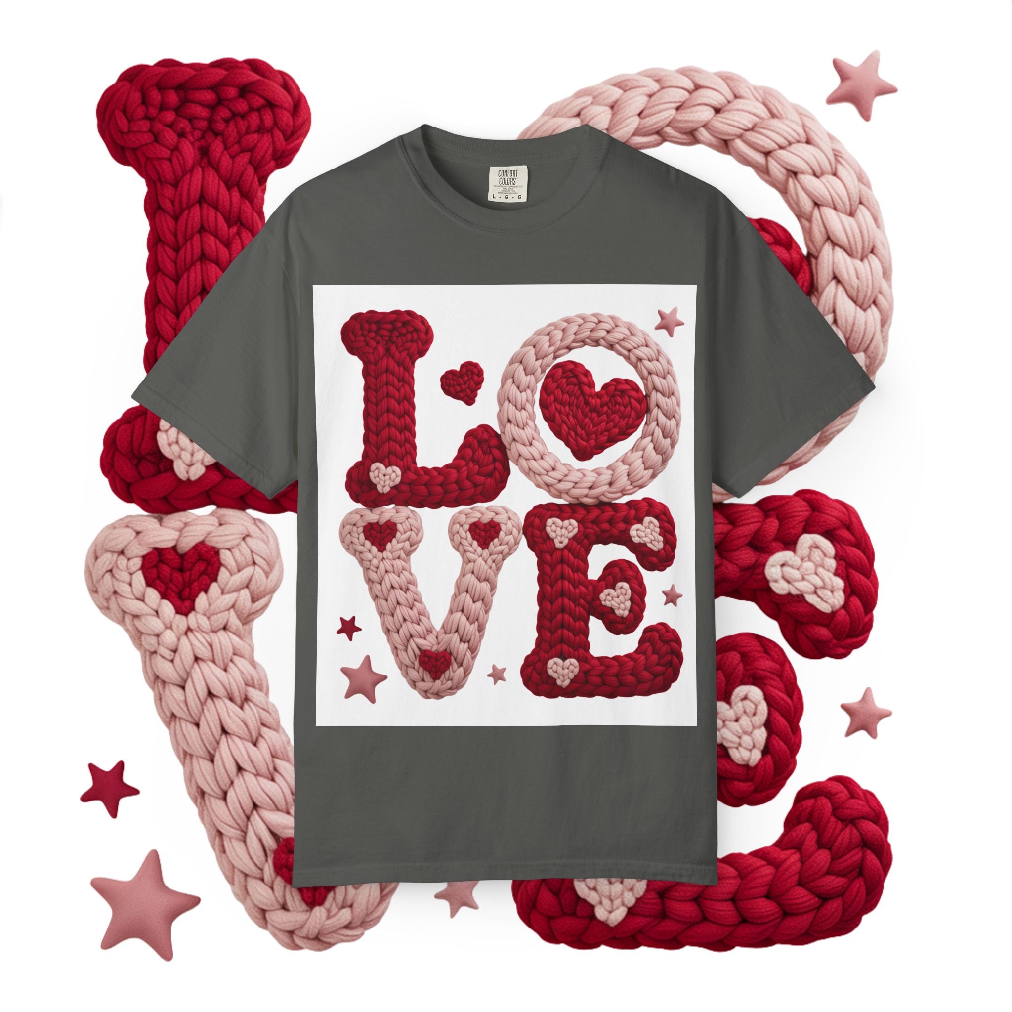 Love Knit Graphic T-Shirt — Valentine’s Day Heart Design