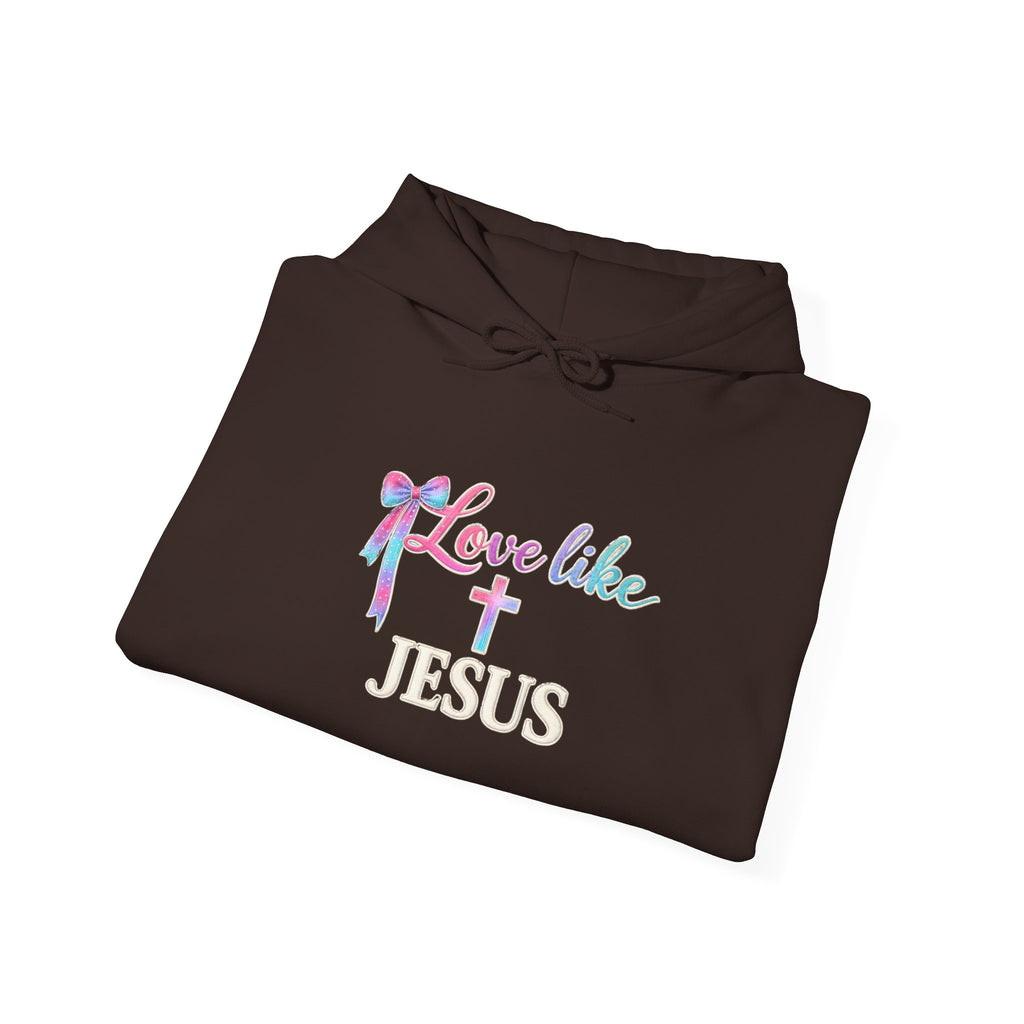Love Like Jesus Hoodie — Faith-Based Christian Pullover with Cross Design